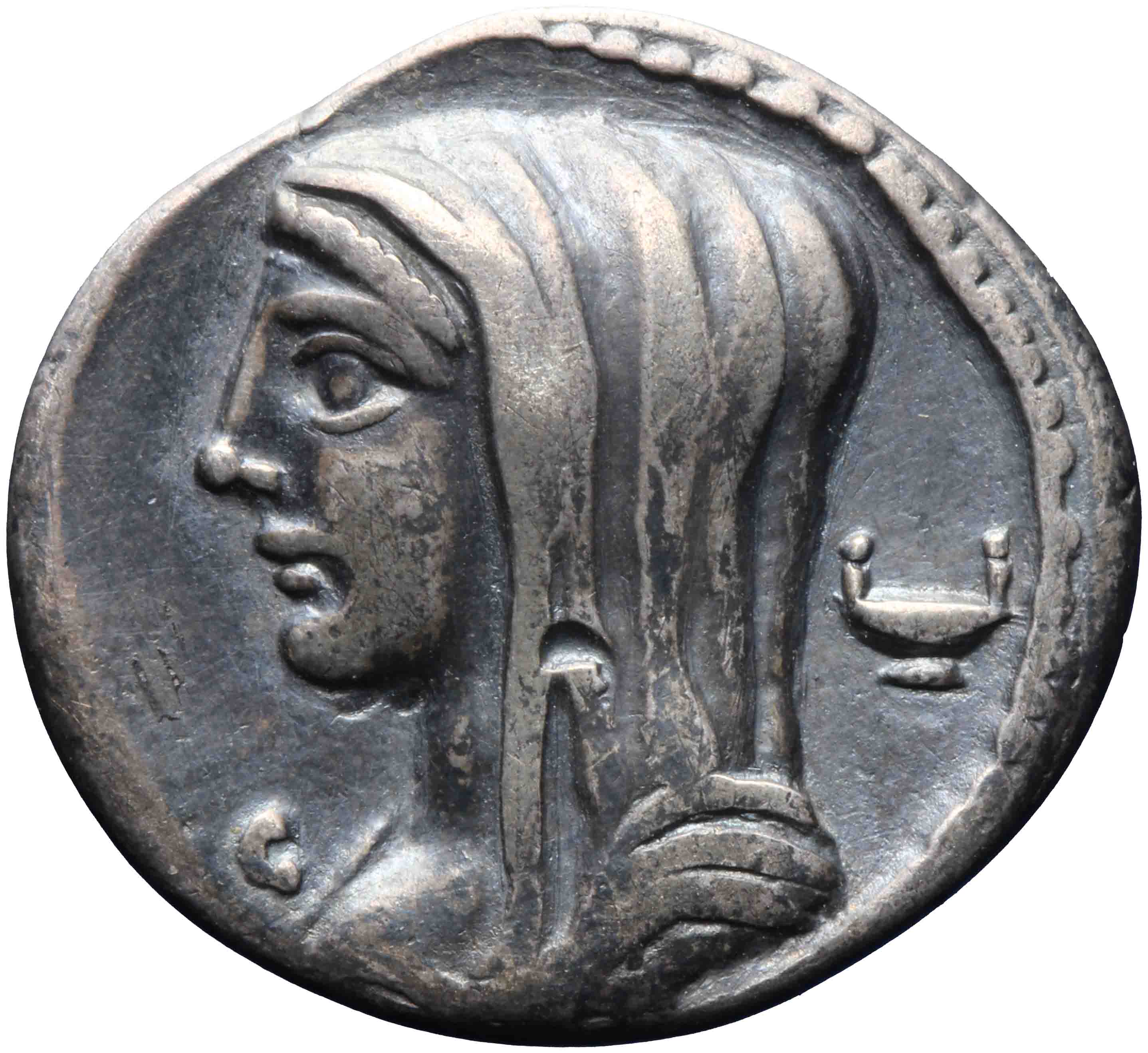 Afbeelding van de voorzijde. denarius. Inventarisnummer:RO-00656