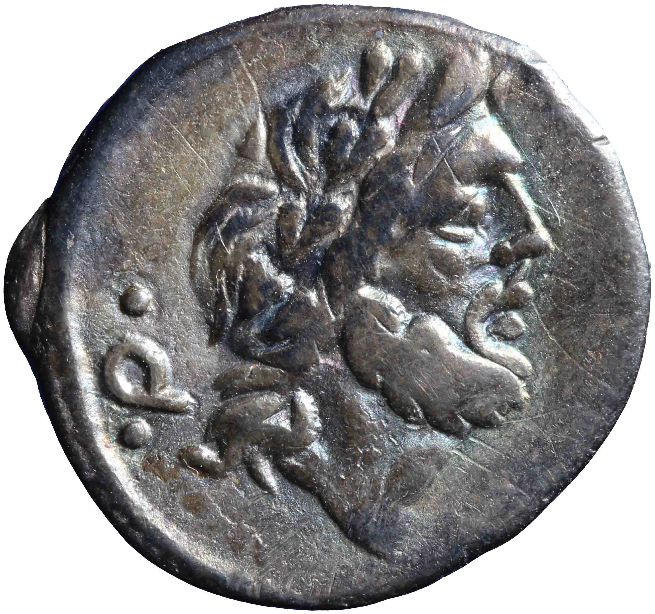 Afbeelding van de voorzijde. quinarius. Inventarisnummer:RO-00701