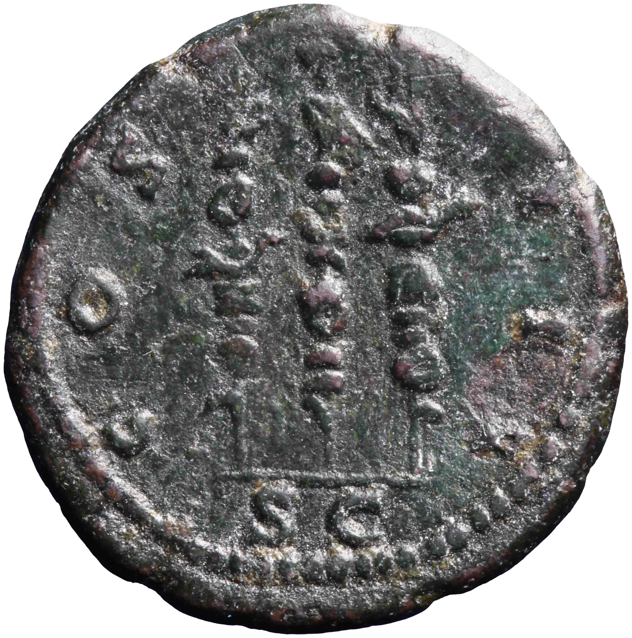 Afbeelding van de keerzijde. quadrans. Inventarisnummer:RO-03917