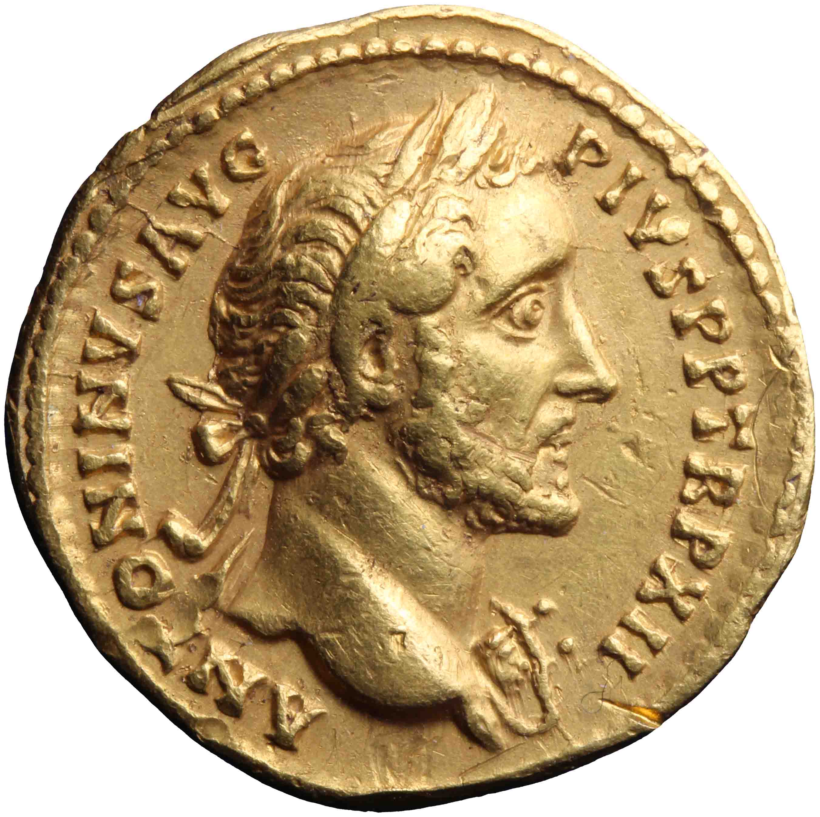 Afbeelding van de voorzijde. aureus. Inventarisnummer:RO-04389