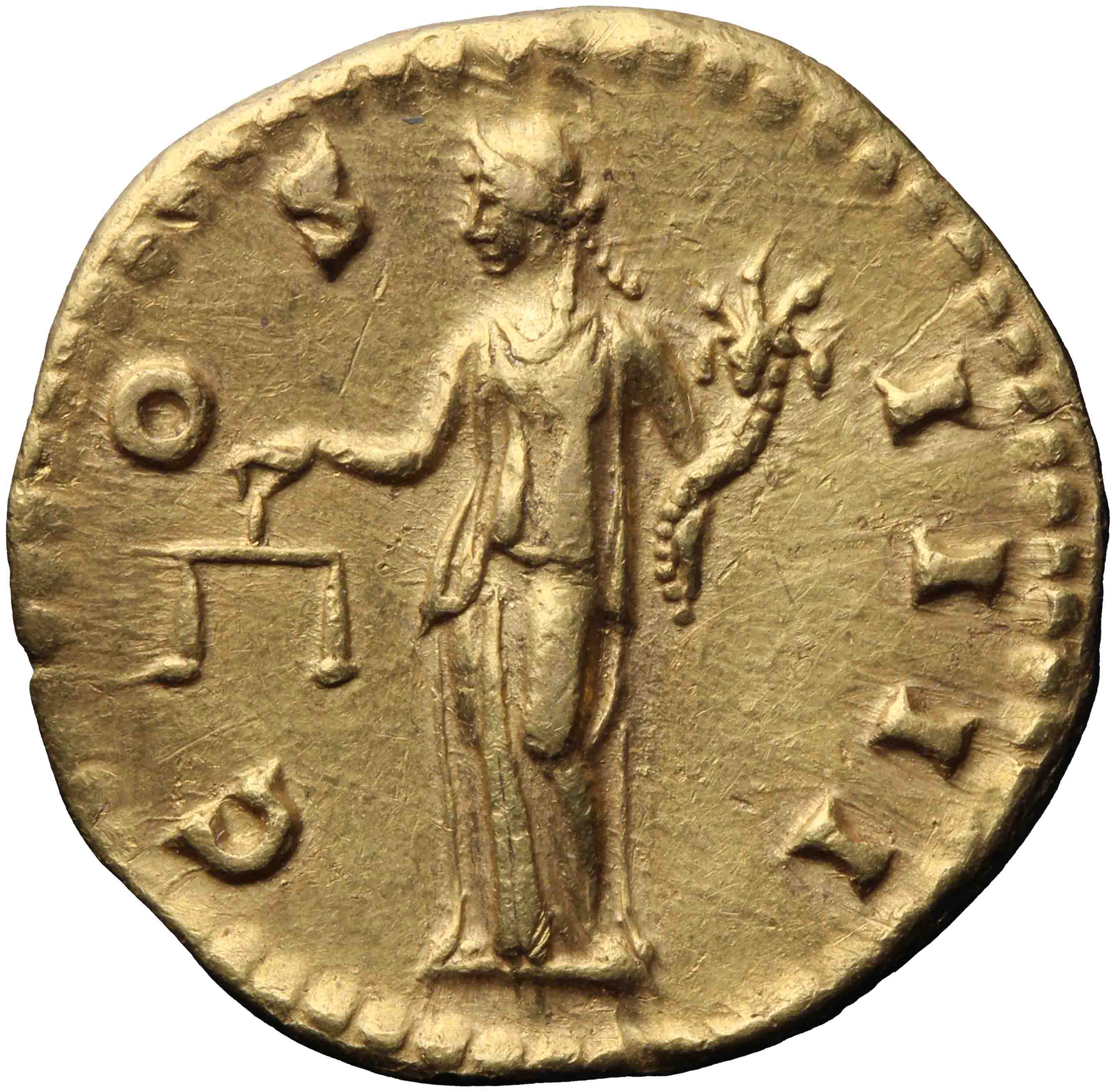 Afbeelding van de keerzijde. aureus. Inventarisnummer:RO-04389