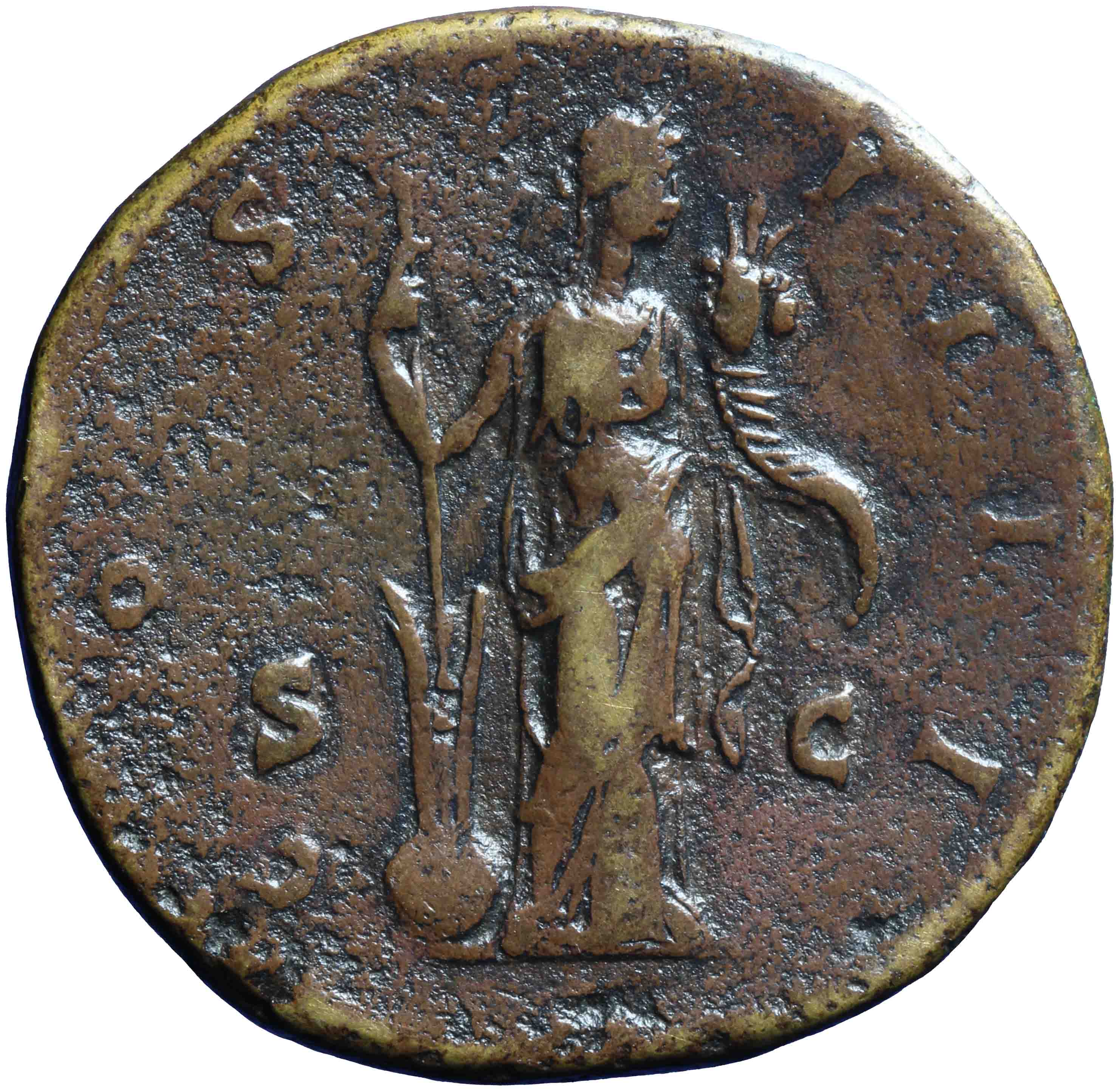 Afbeelding van de keerzijde. sestertius. Inventarisnummer:RO-04397