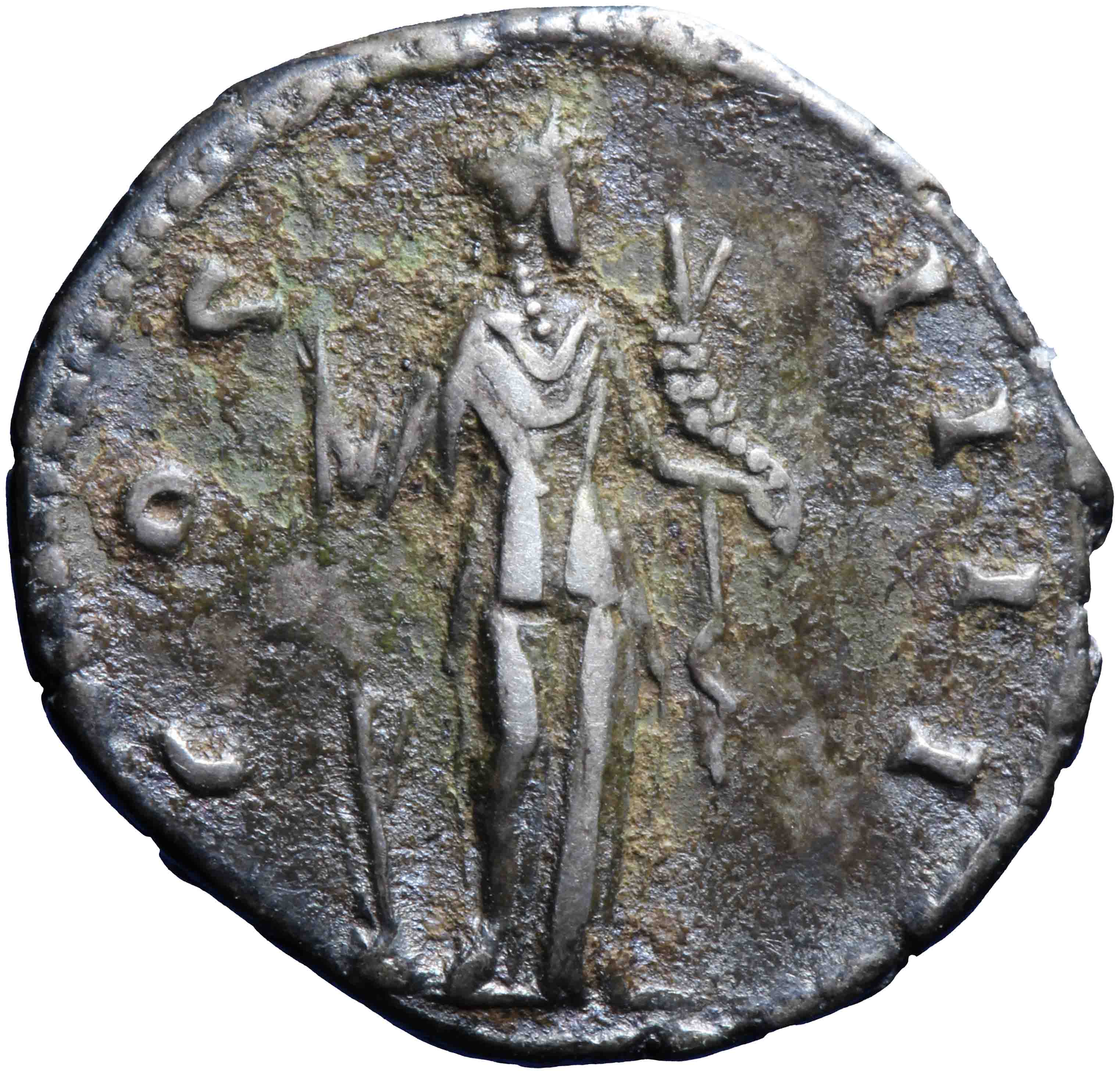 Afbeelding van de keerzijde. denarius. Inventarisnummer:RO-04400