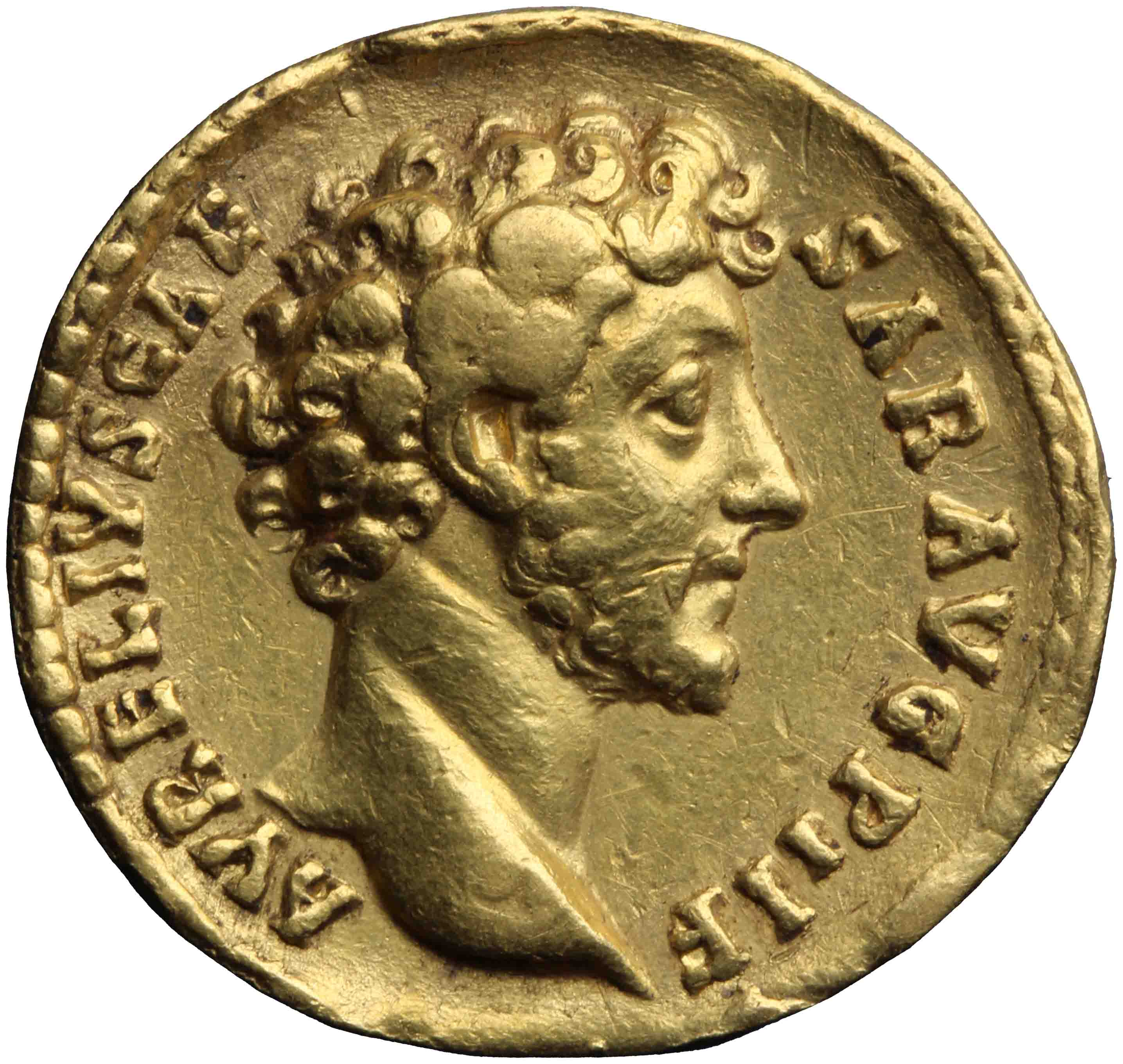 Afbeelding van de voorzijde. aureus. Inventarisnummer:RO-05161