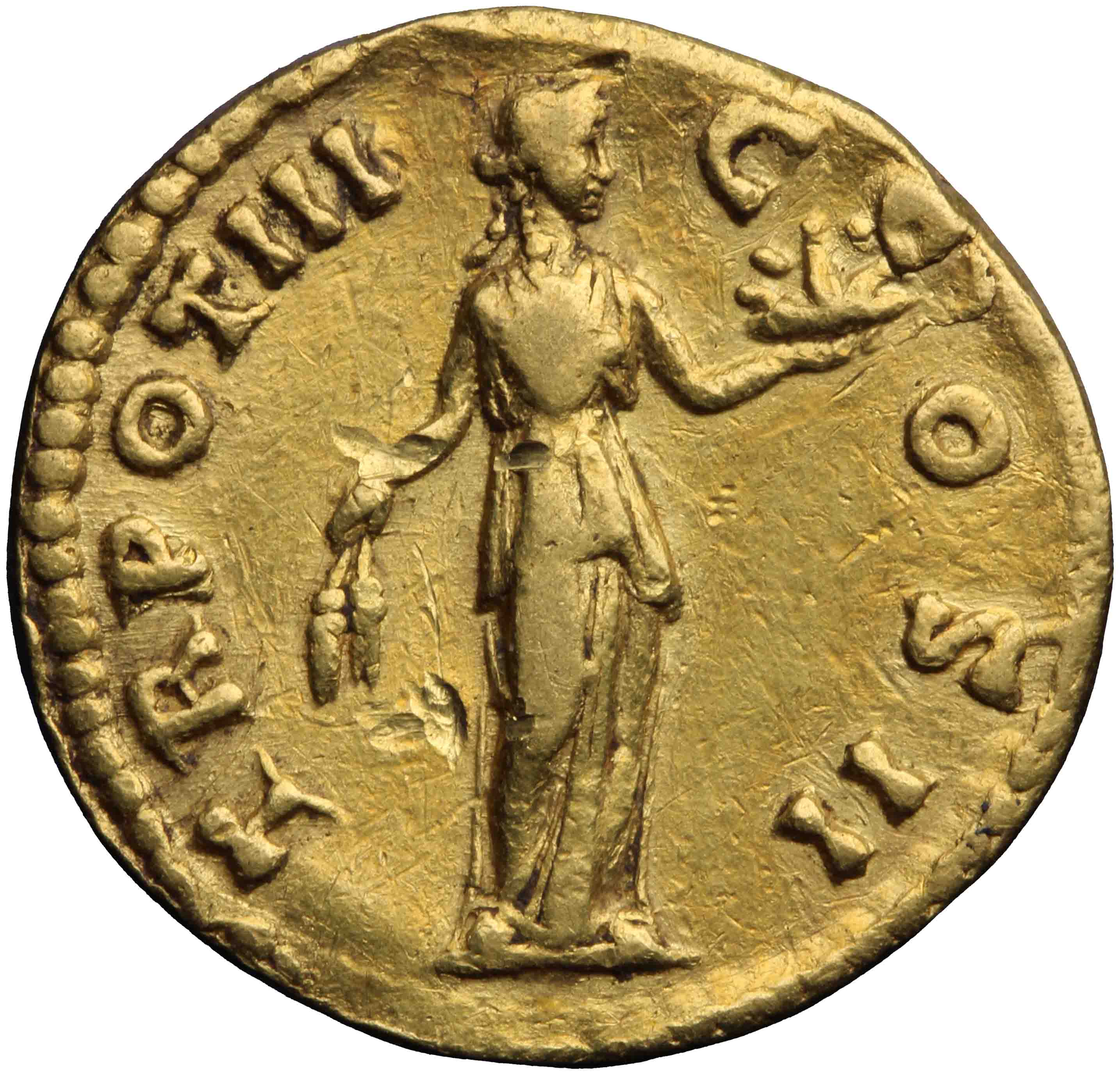 Afbeelding van de keerzijde. aureus. Inventarisnummer:RO-05161
