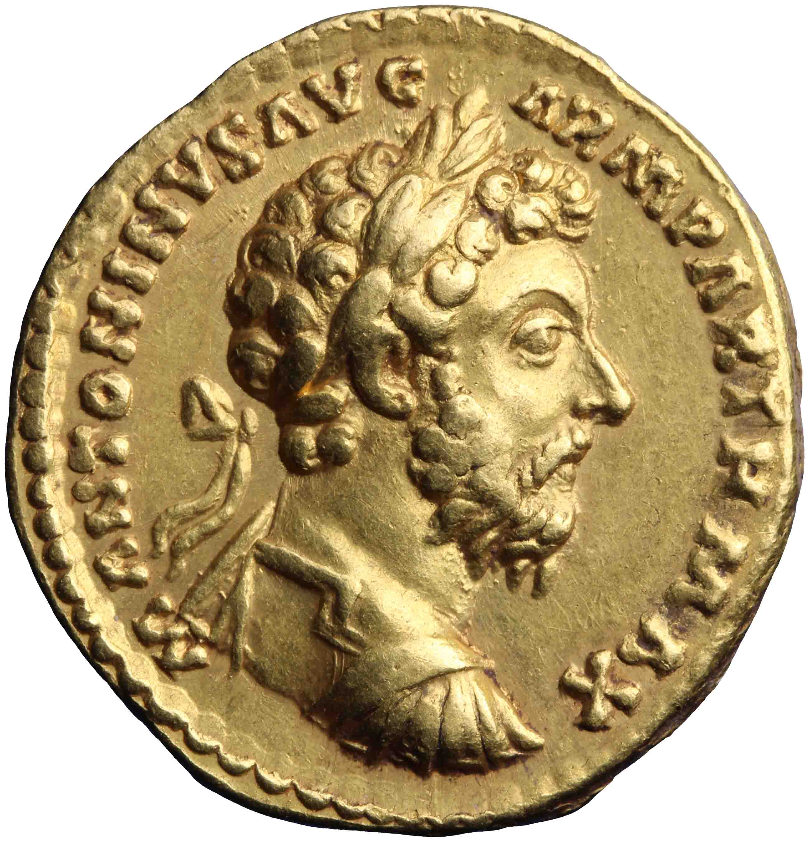 Afbeelding van de voorzijde. aureus. Inventarisnummer:RO-05228