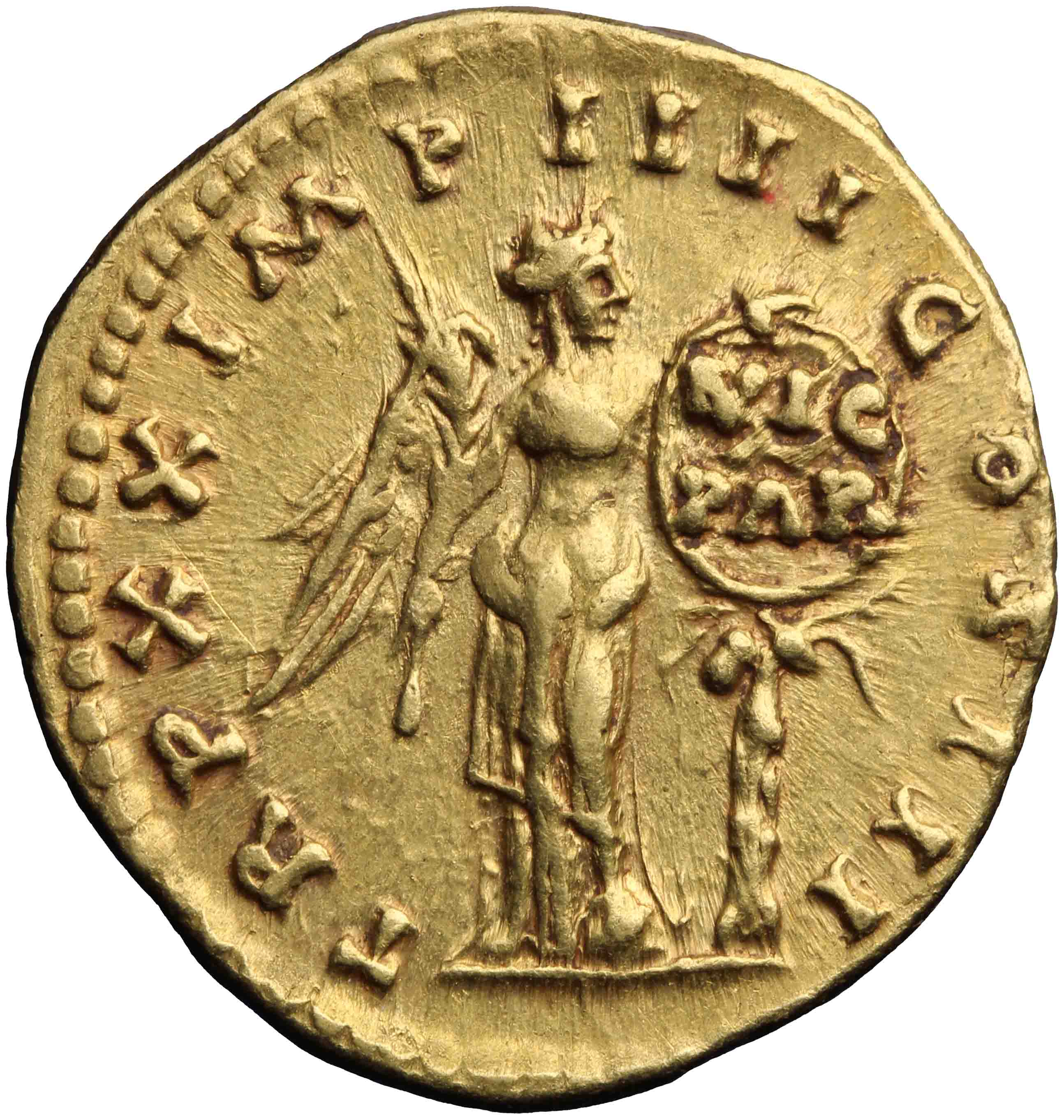 Afbeelding van de keerzijde. aureus. Inventarisnummer:RO-05228