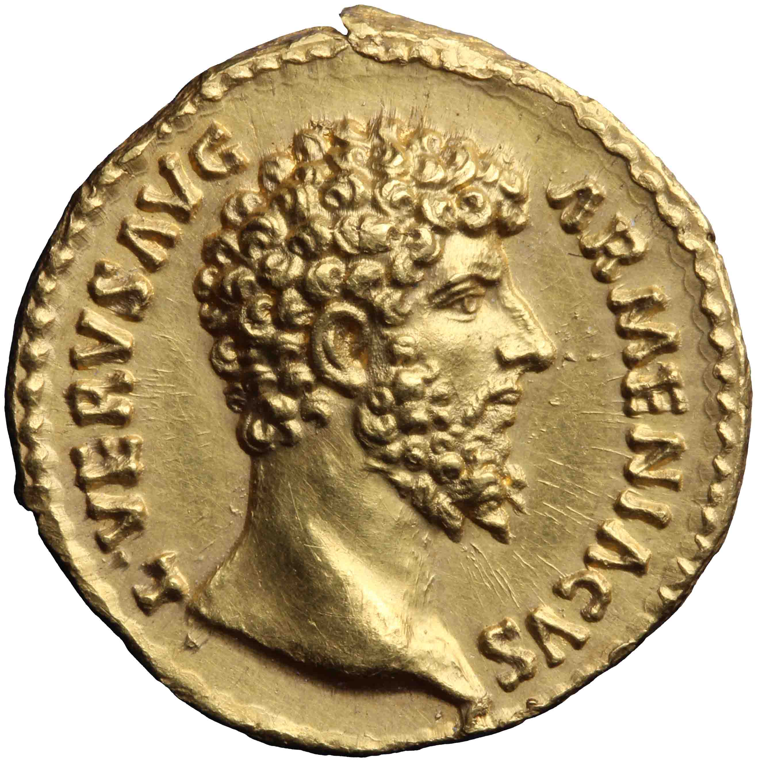 Afbeelding van de voorzijde. aureus. Inventarisnummer:RO-05490