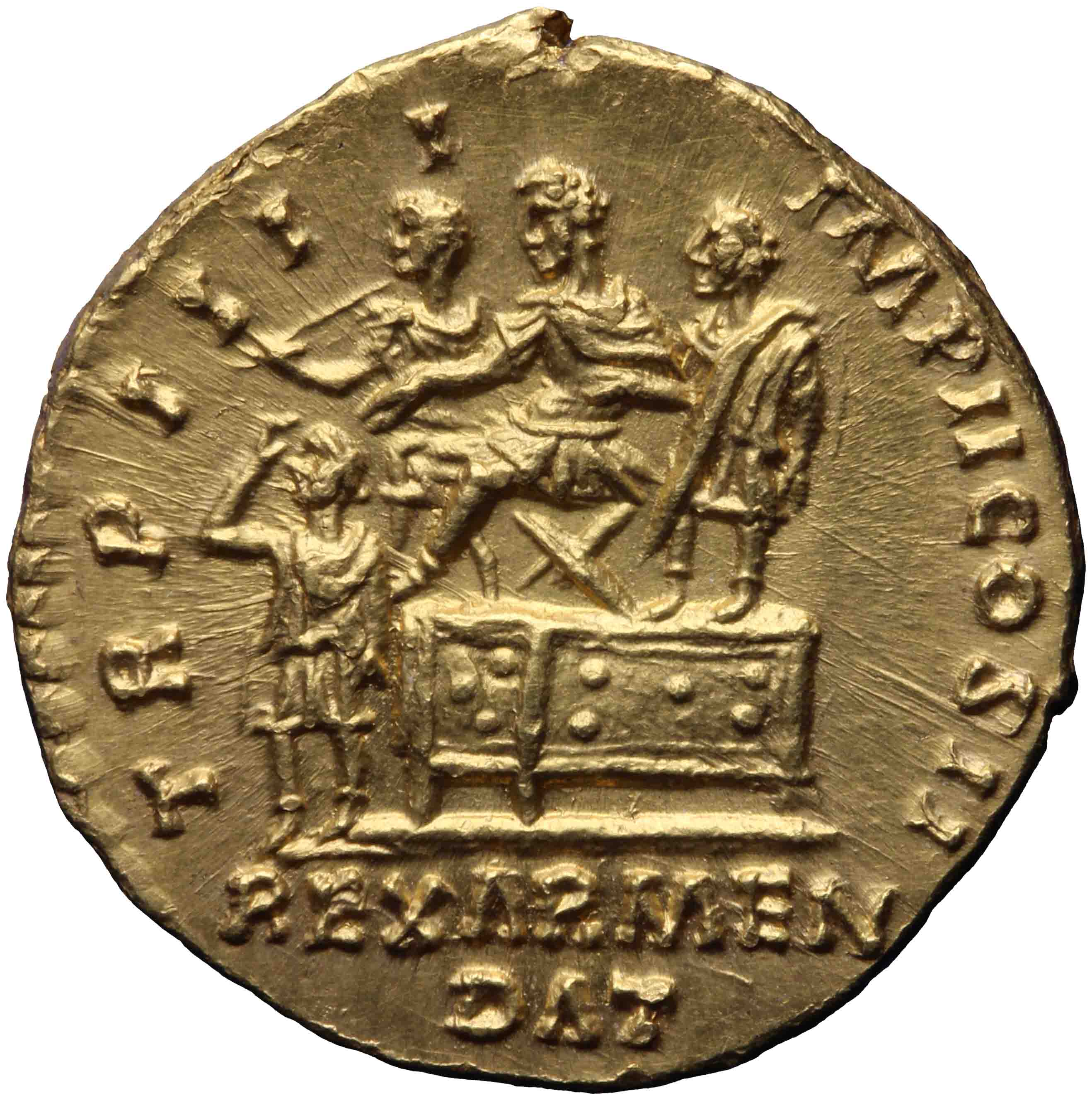 Afbeelding van de keerzijde. aureus. Inventarisnummer:RO-05490