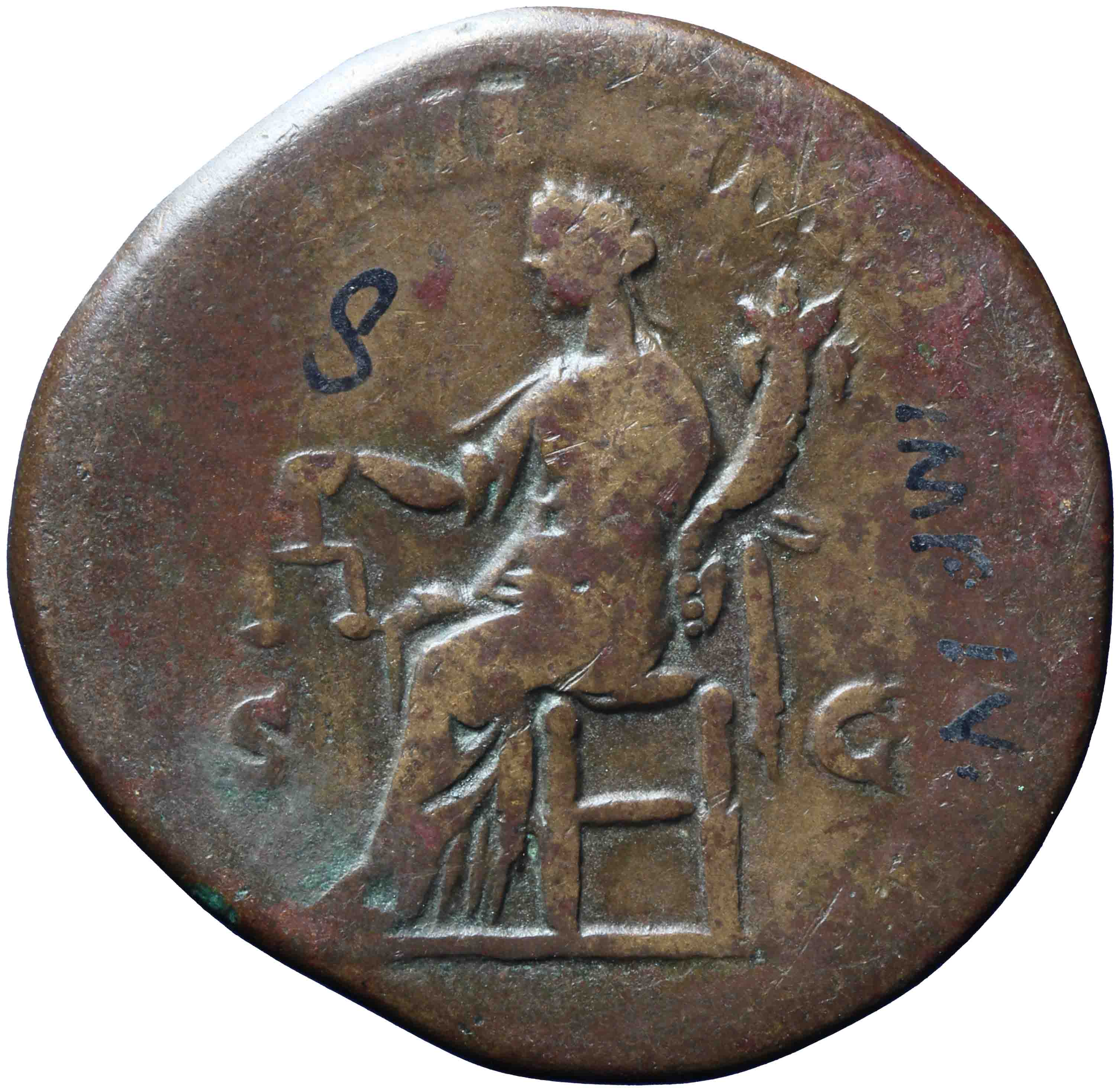 Afbeelding van de keerzijde. sestertius. Inventarisnummer:RO-05515