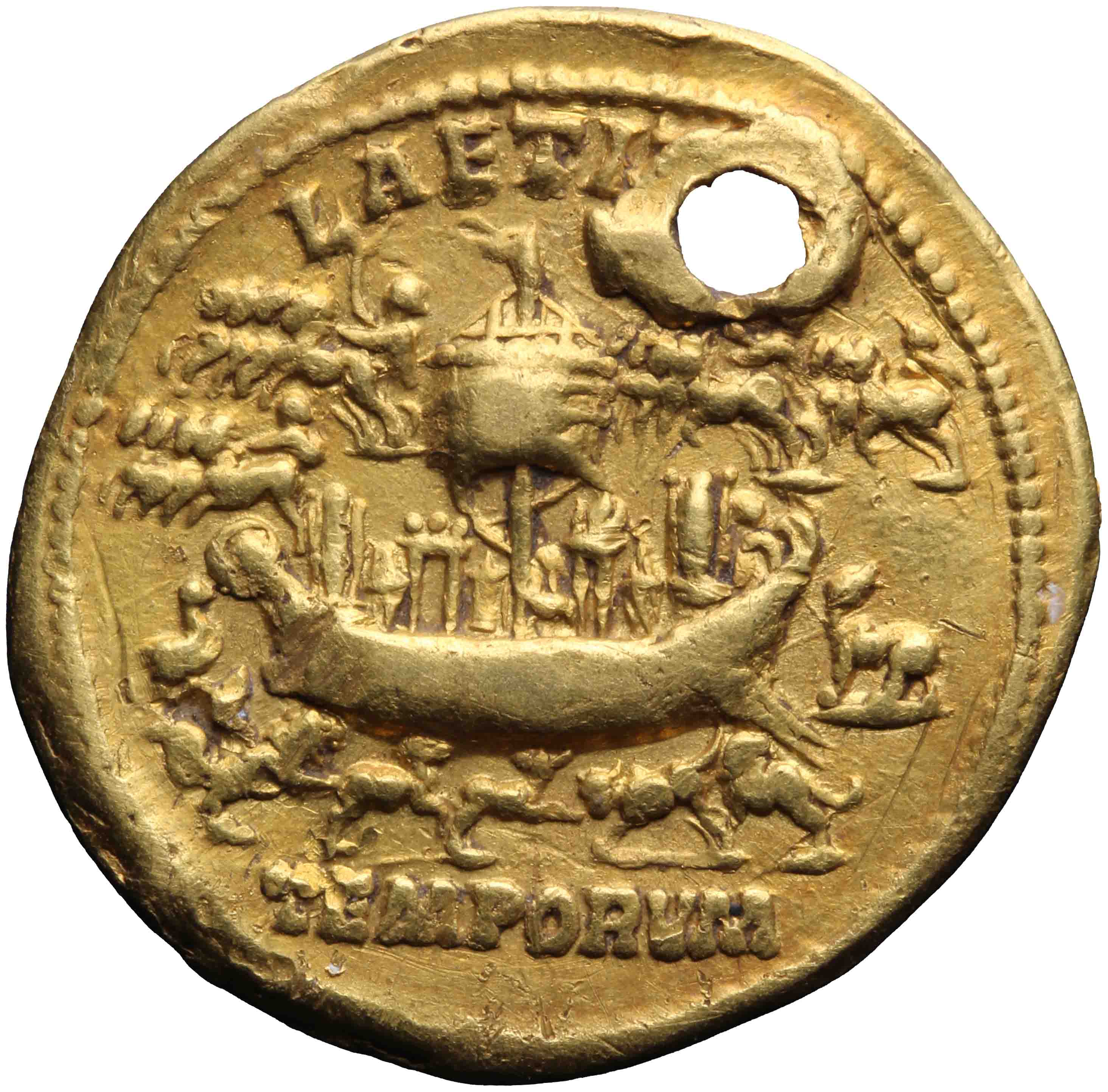 Afbeelding van de keerzijde. aureus. Inventarisnummer:RO-06312