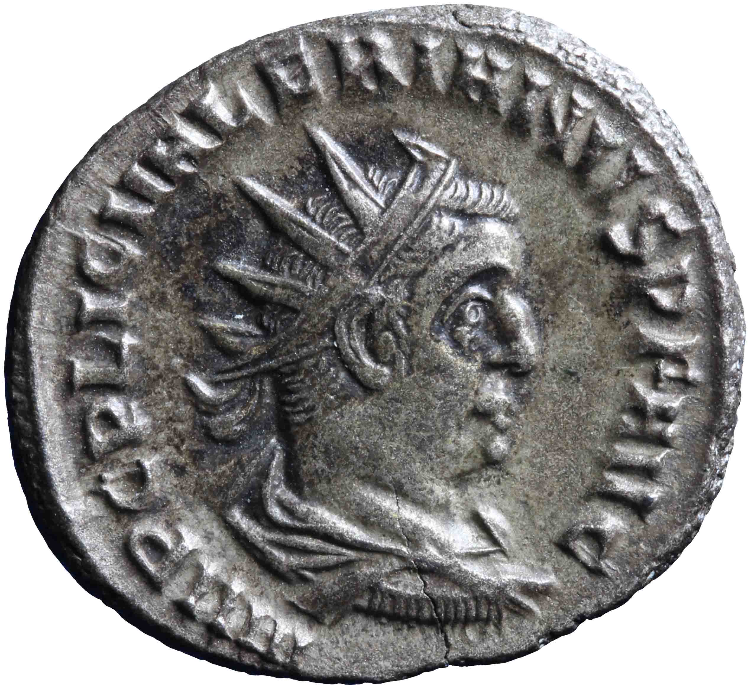 Afbeelding van de voorzijde. antoninianus. Inventarisnummer:RO-07939