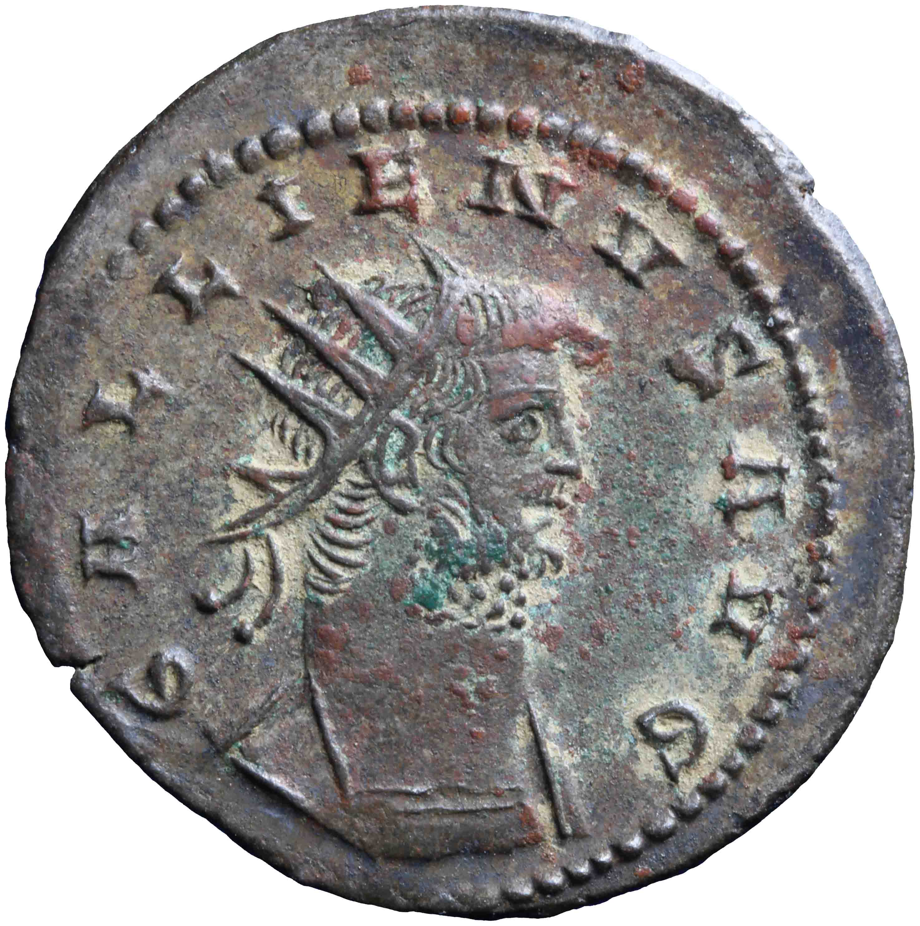 Afbeelding van de voorzijde. antoninianus. Inventarisnummer:RO-08363