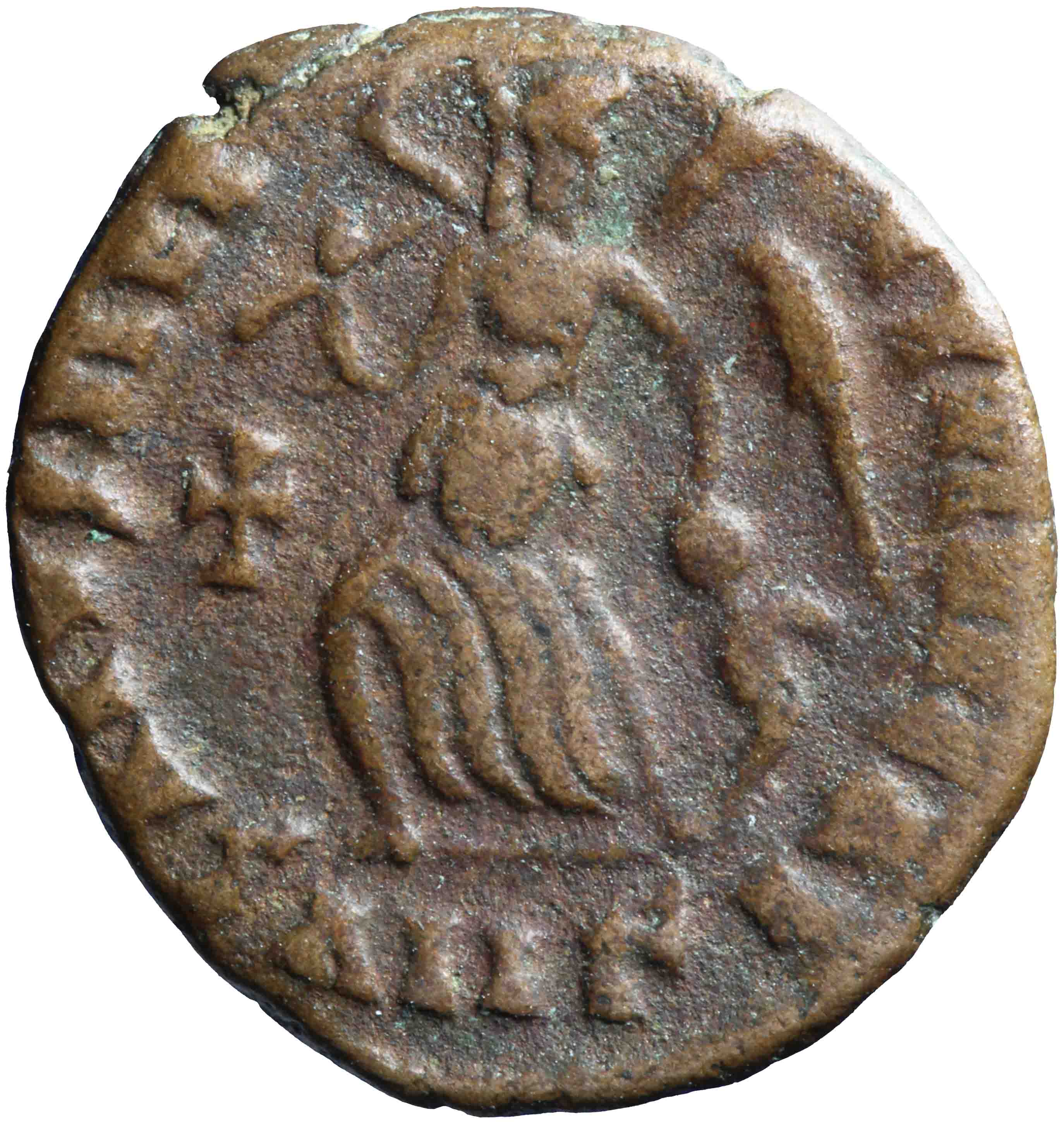 Afbeelding van de keerzijde. AE4. Inventarisnummer:RO-12946