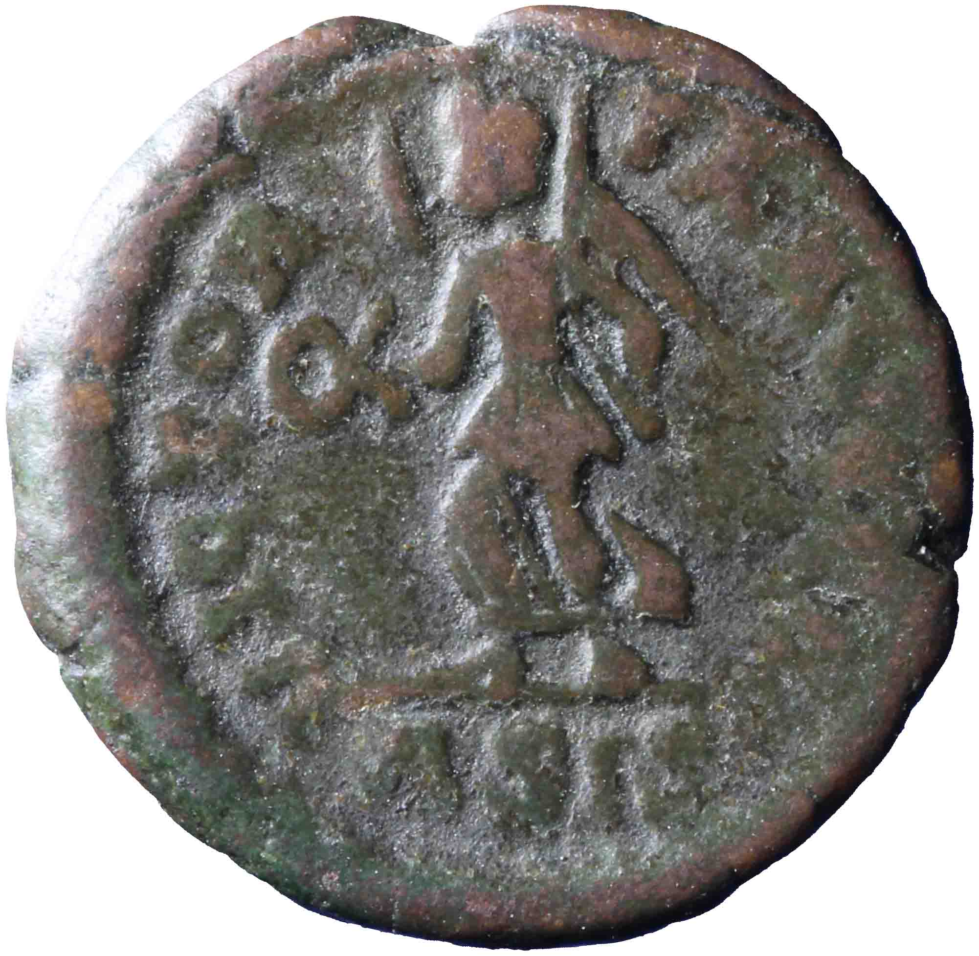 Afbeelding van de keerzijde. AE4. Inventarisnummer:RO-12959