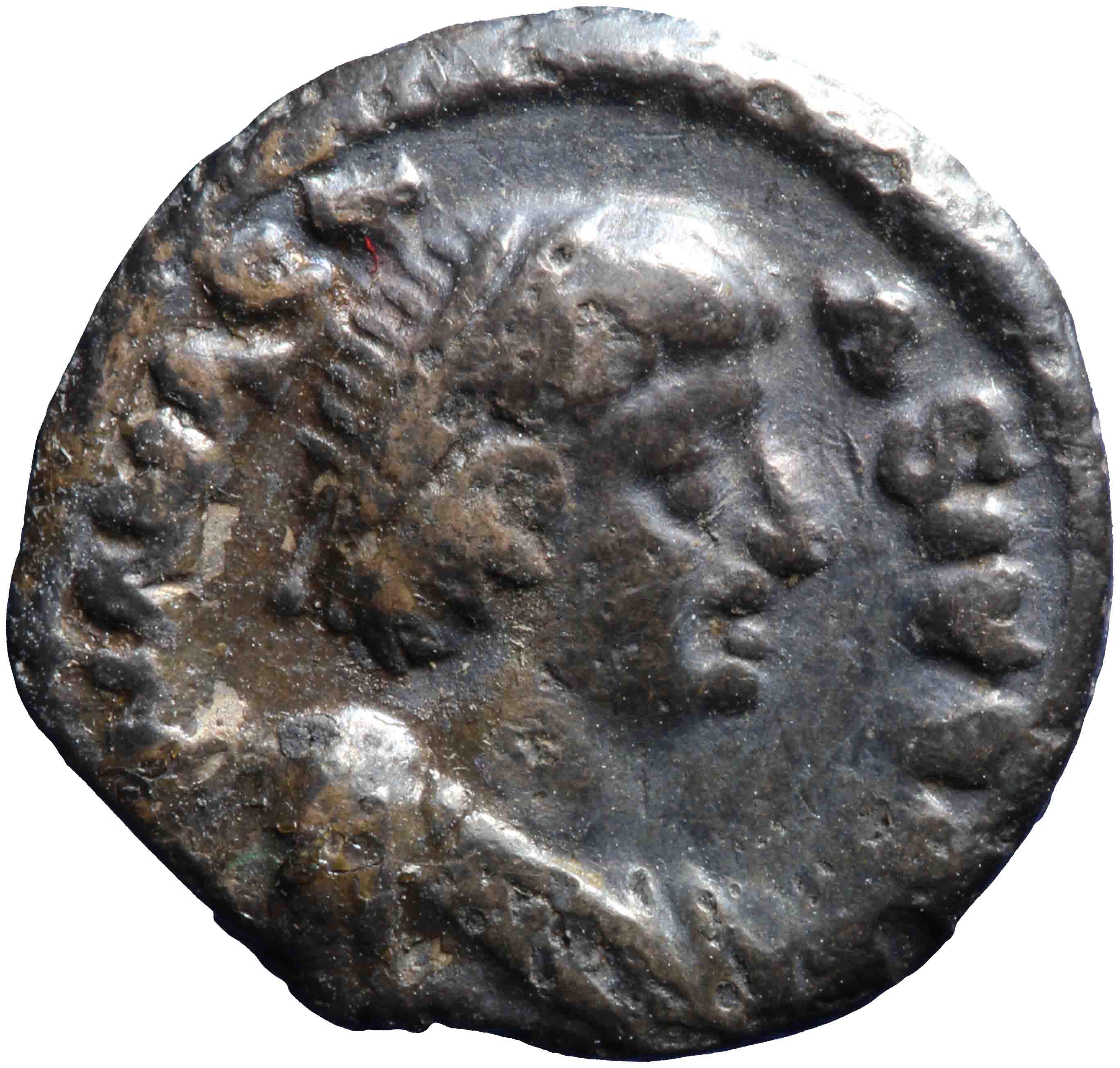Afbeelding van de voorzijde. 1/2 siliqua (halve siliqua). Inventarisnummer:RO-13066