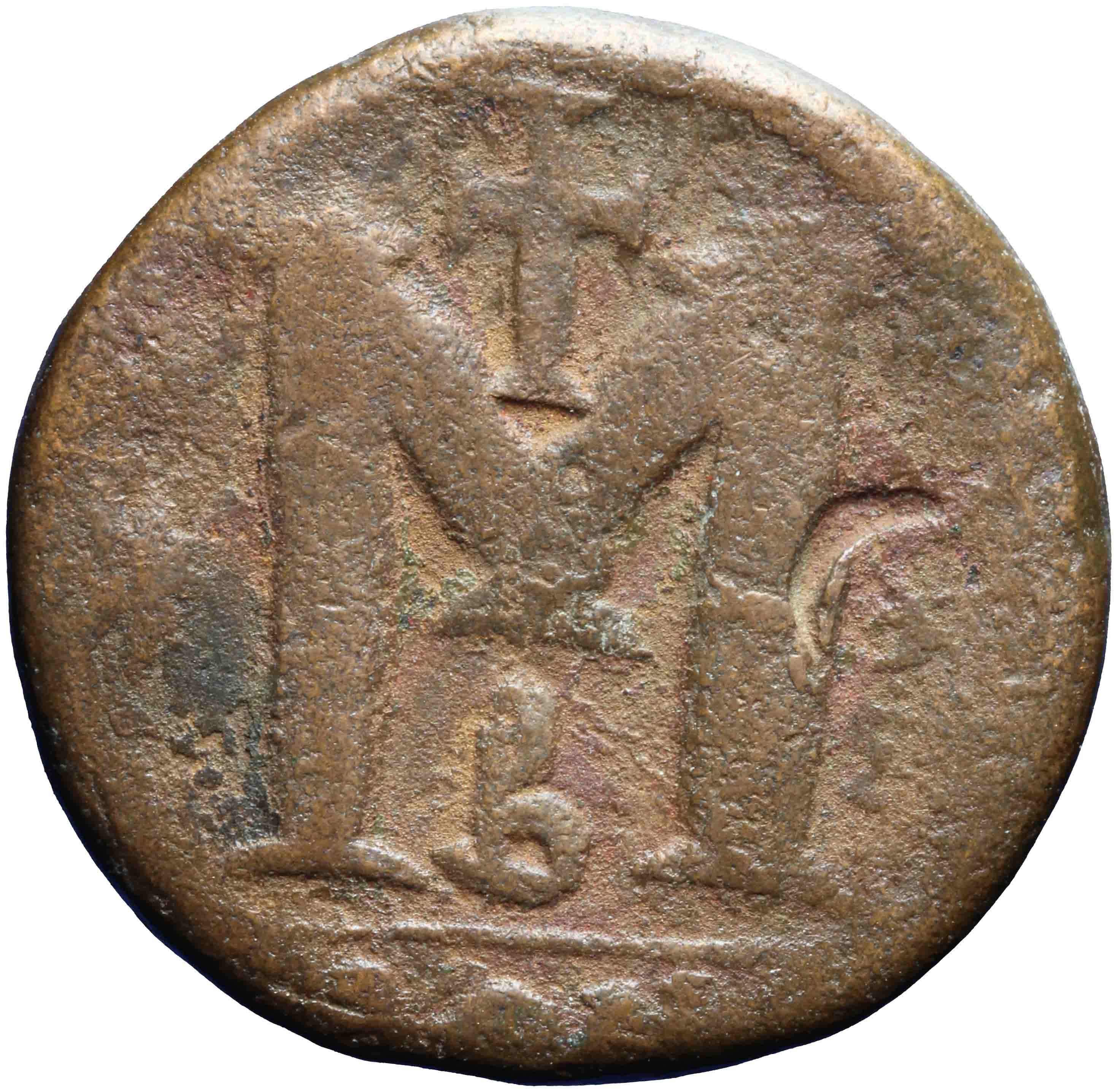 Afbeelding van de keerzijde. follis. Inventarisnummer:RO-13078