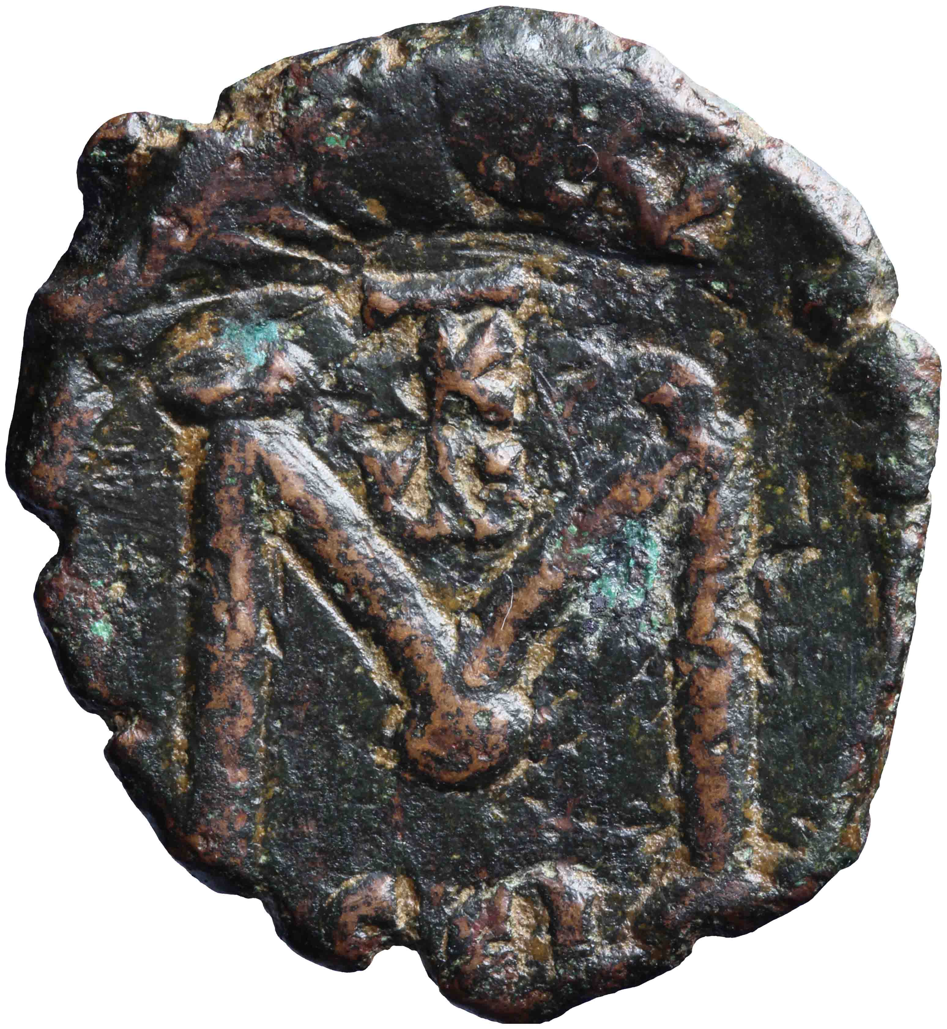 Afbeelding van de keerzijde. follis. Inventarisnummer:RO-13646