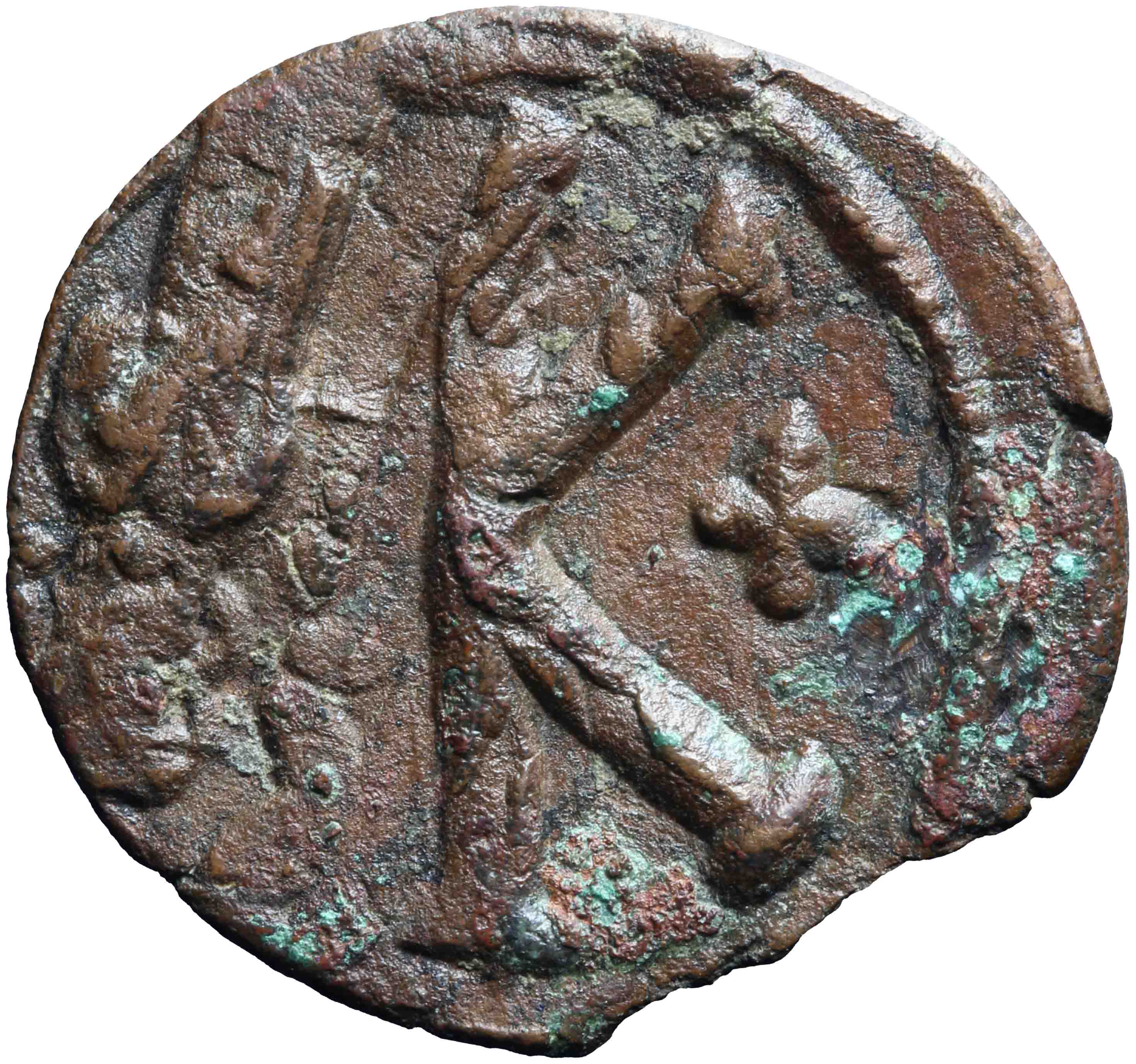 Afbeelding van de keerzijde. 1/2 follis. Inventarisnummer:RO-13670