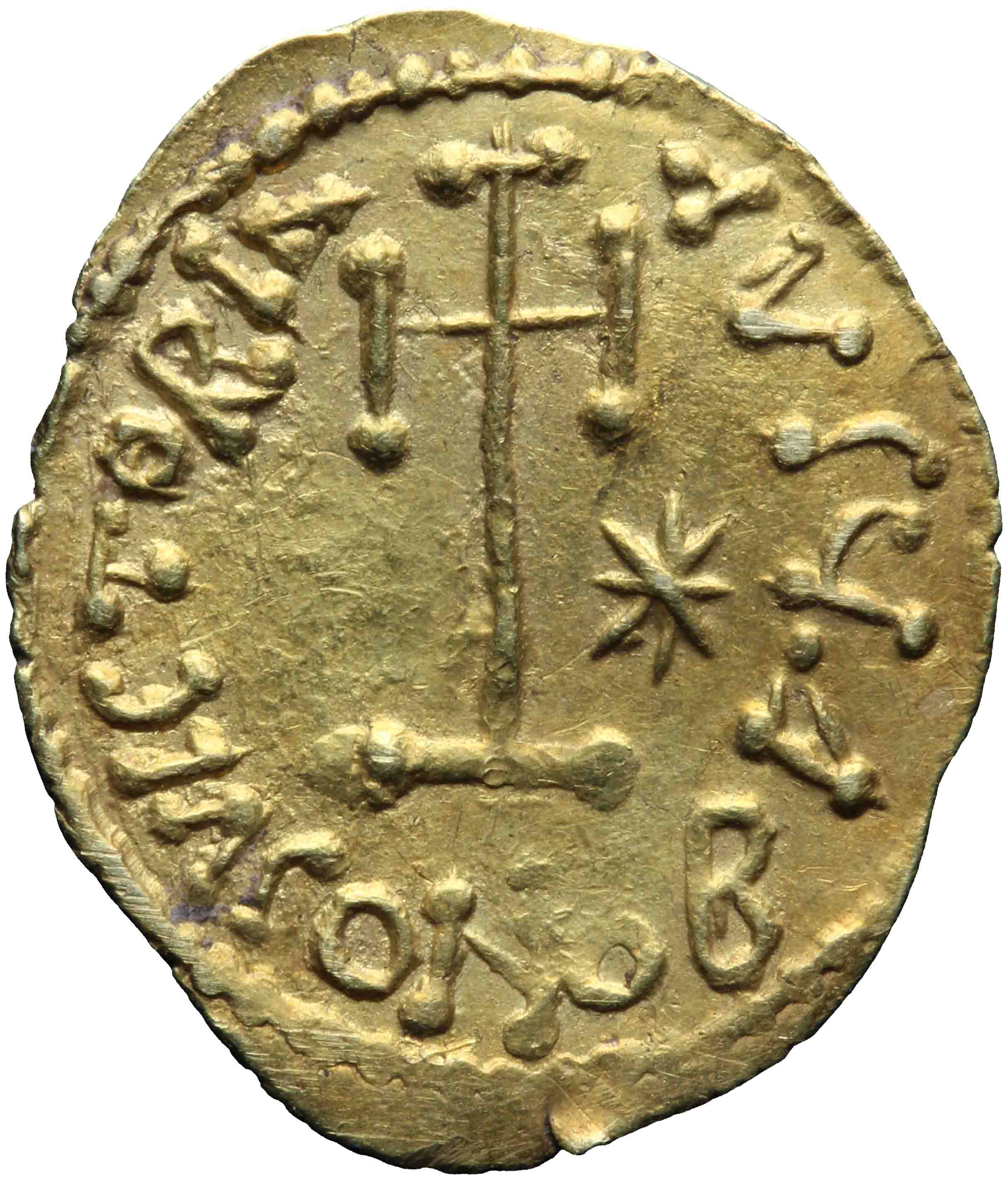 Afbeelding van de keerzijde. tremissis. Inventarisnummer:RO-13693