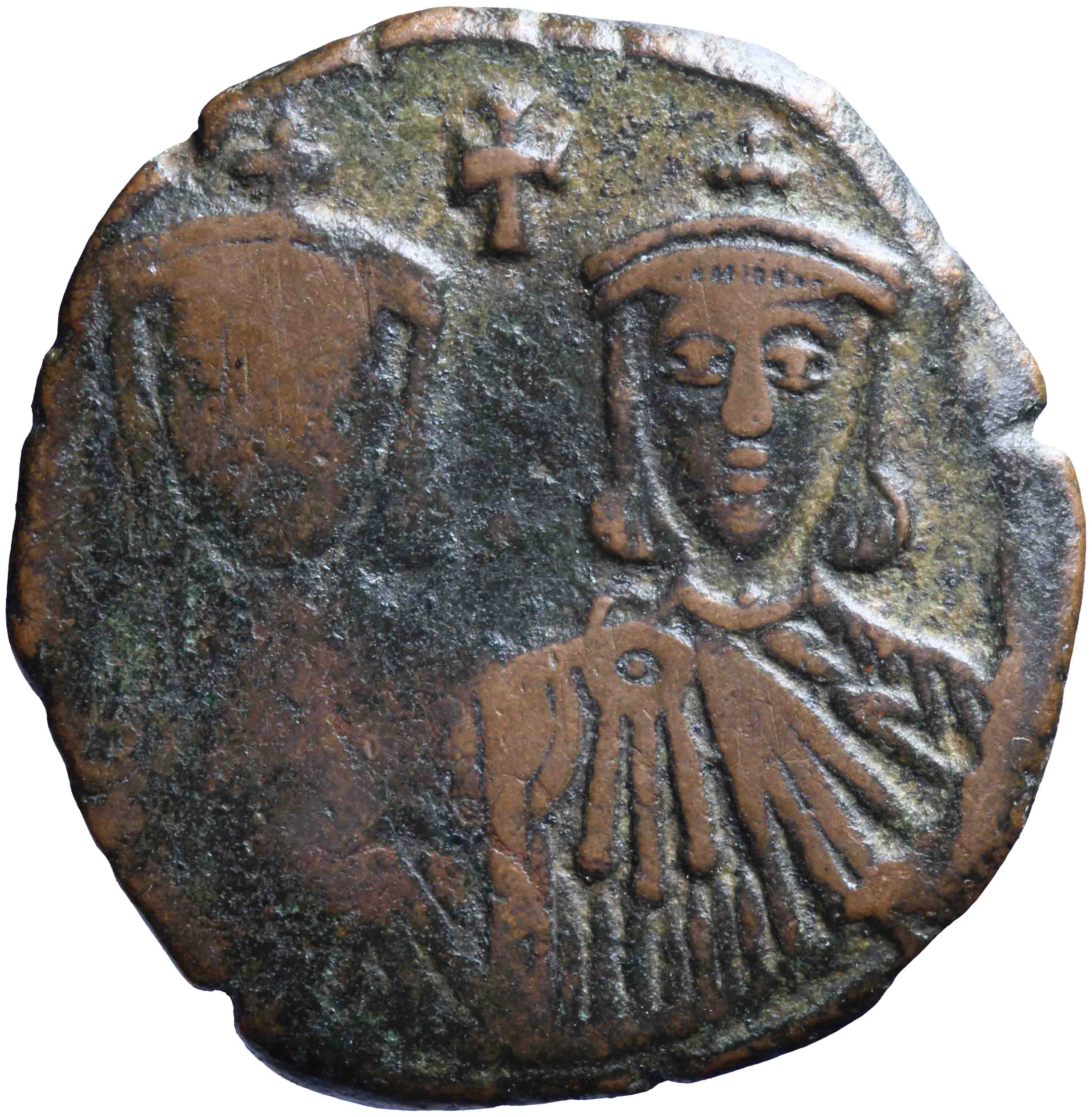 Afbeelding van de voorzijde. follis. Inventarisnummer:RO-13712