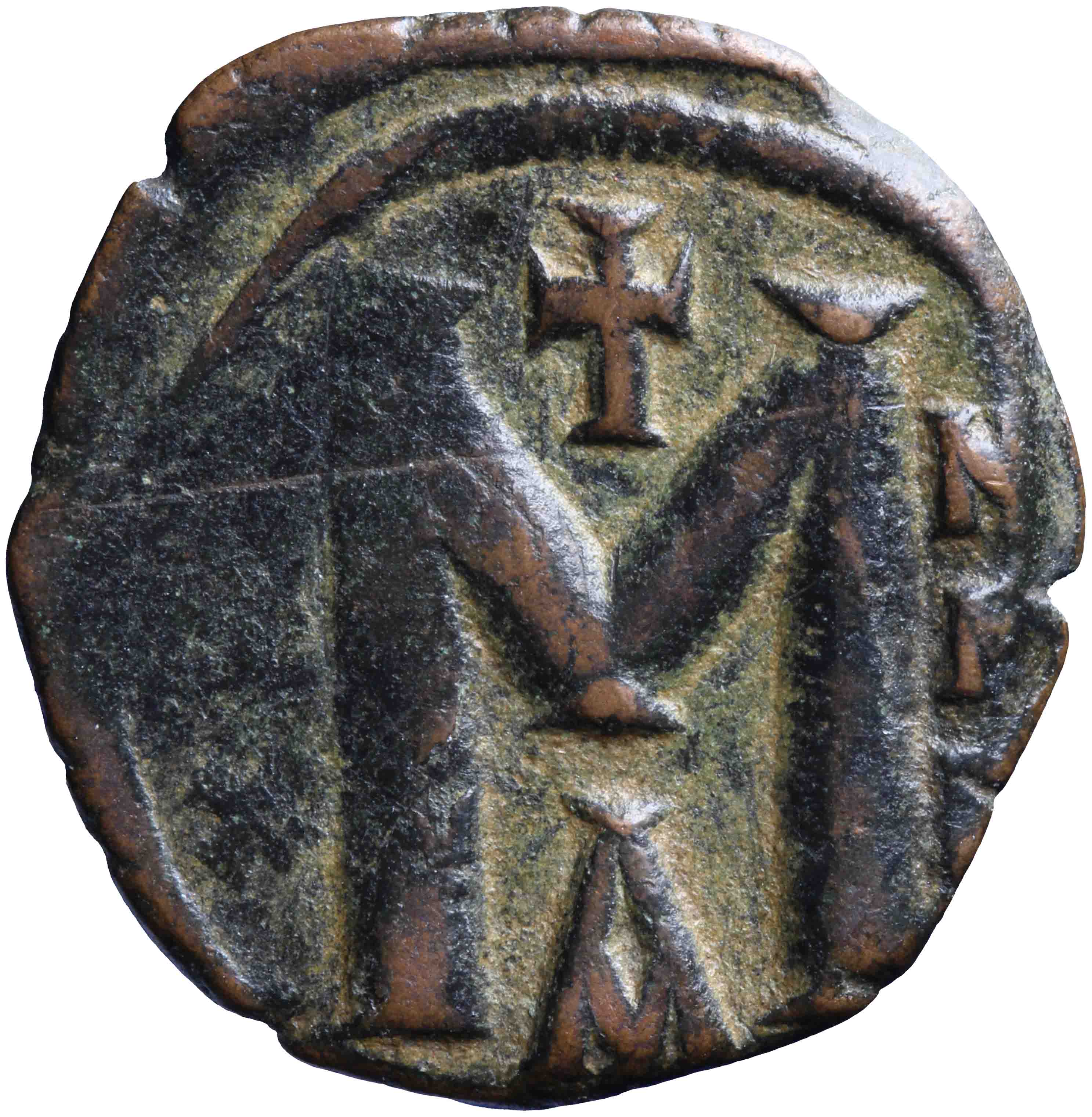 Afbeelding van de keerzijde. follis. Inventarisnummer:RO-13712