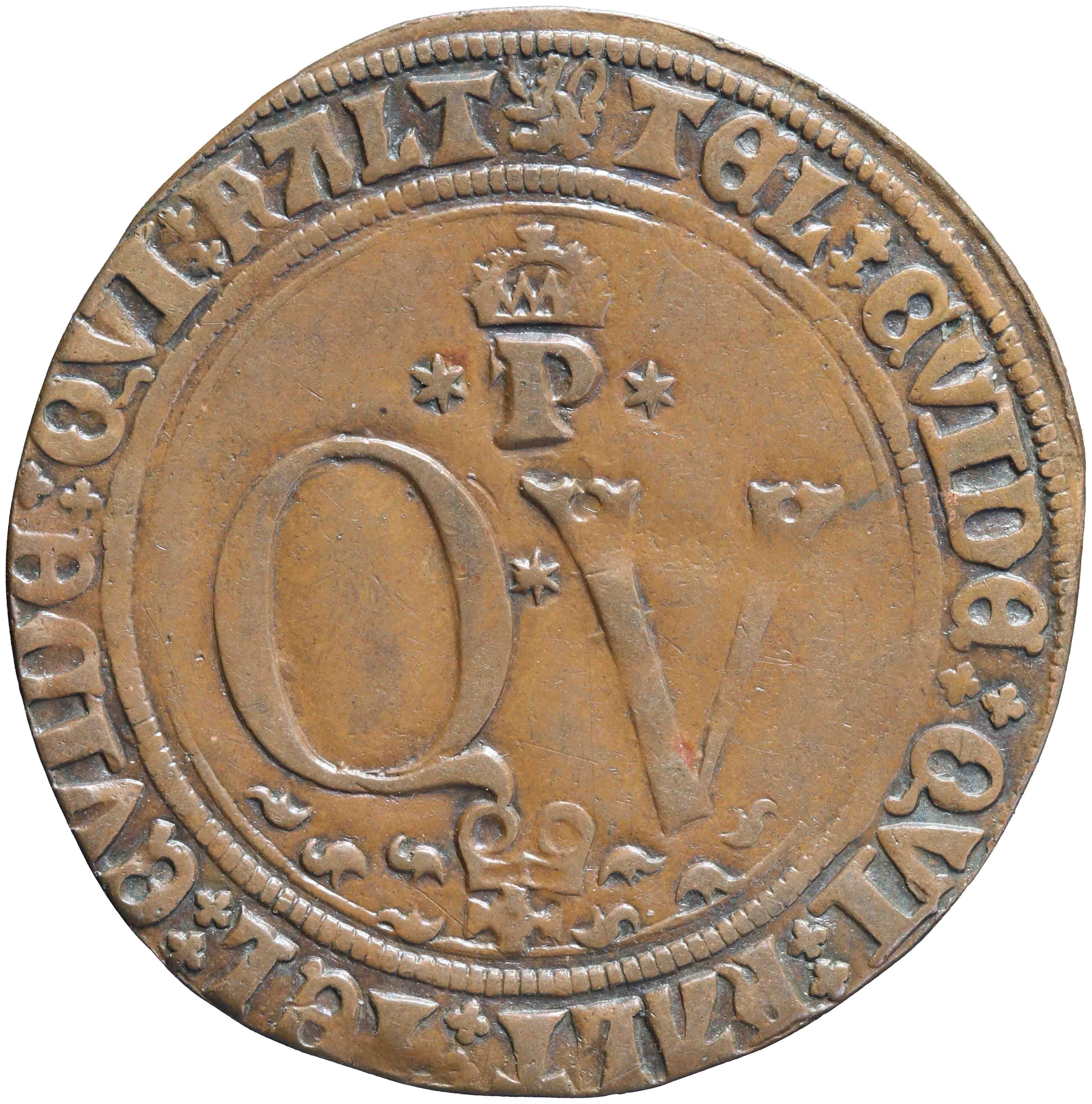Afbeelding van de keerzijde. rekenpenning. Inventarisnummer:RP-00374