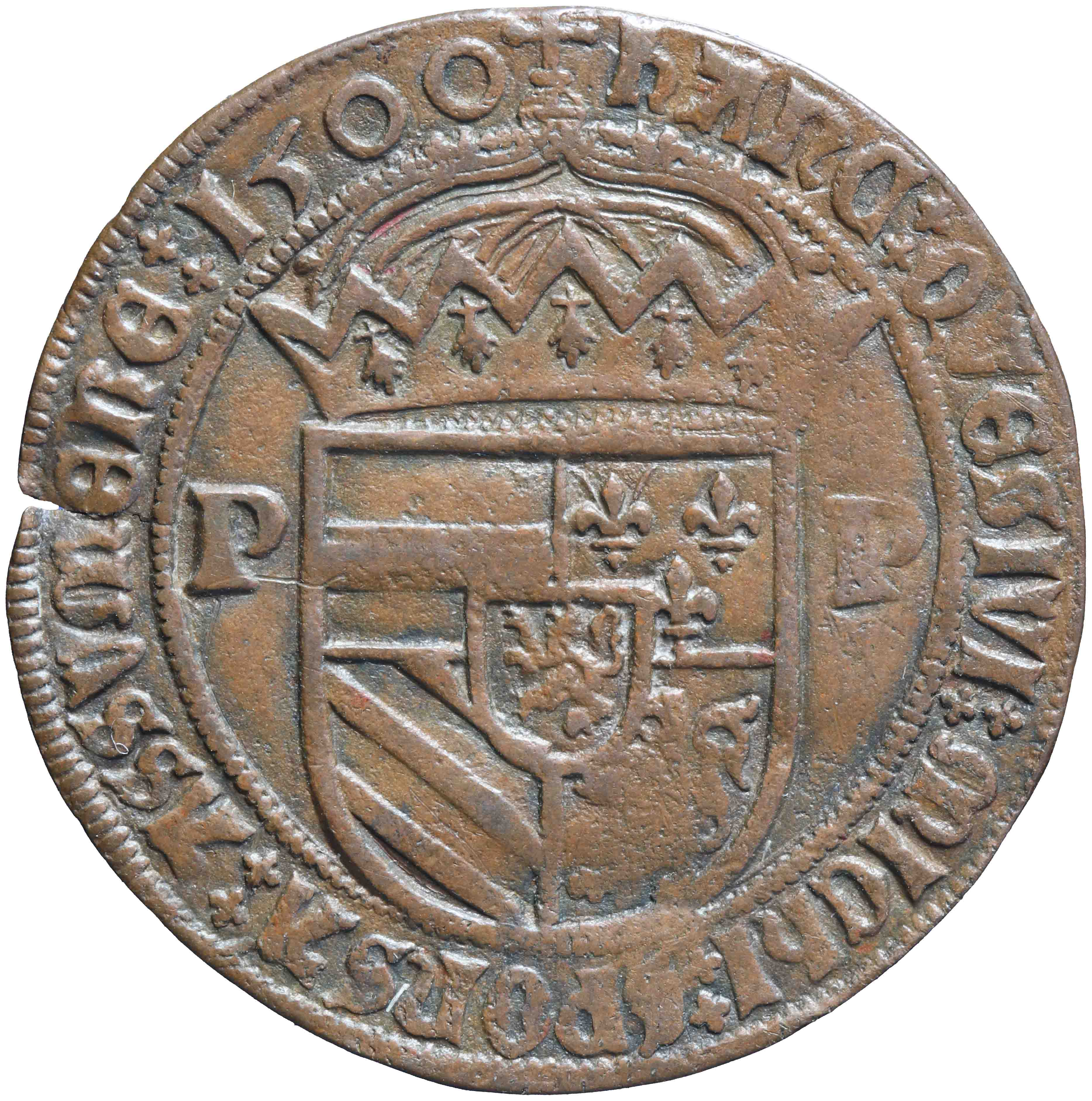 Afbeelding van de voorzijde. rekenpenning. Inventarisnummer:RP-00453