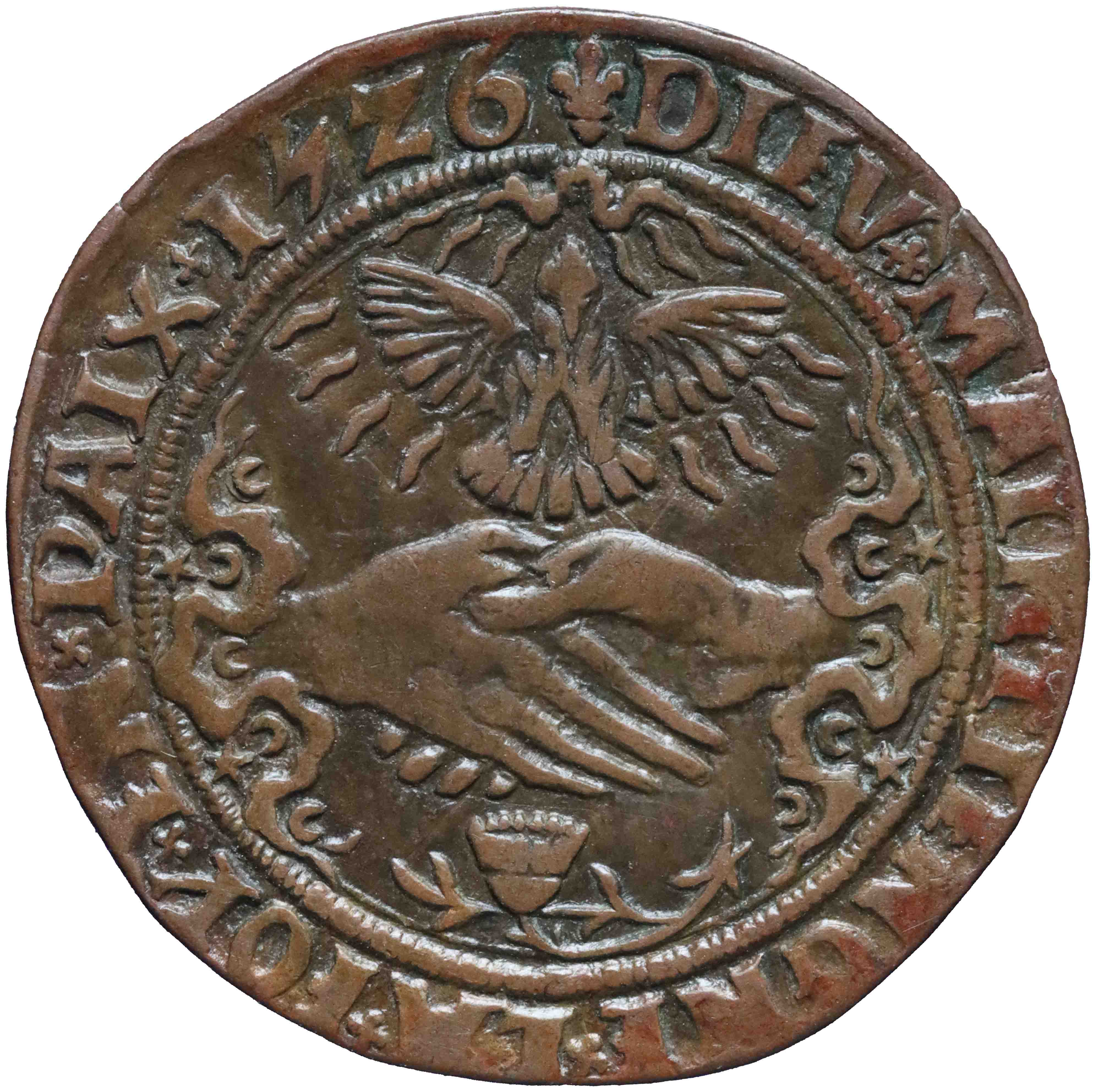 Afbeelding van de voorzijde. rekenpenning. Inventarisnummer:RP-00875