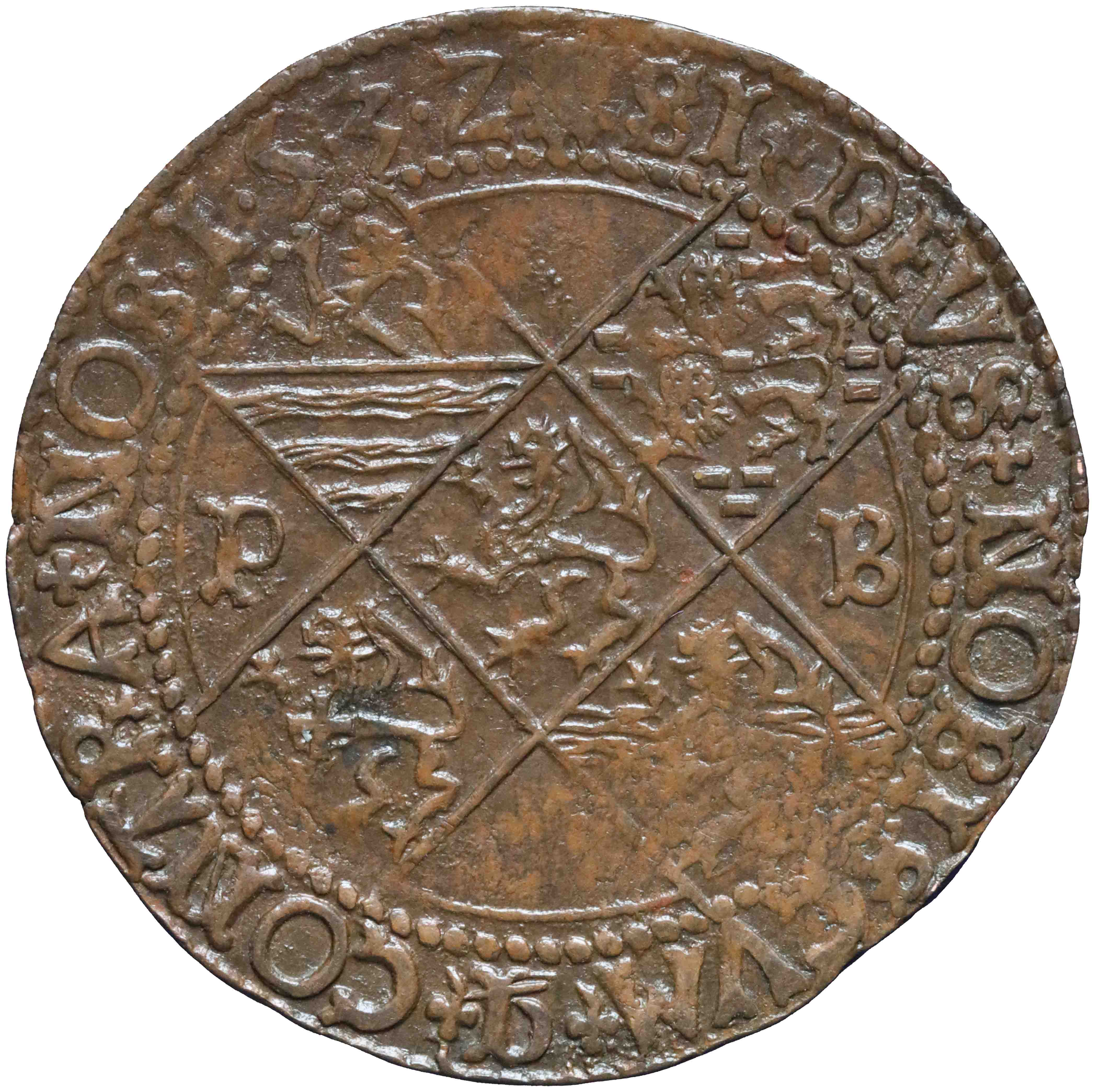 Afbeelding van de keerzijde. rekenpenning. Inventarisnummer:RP-00936