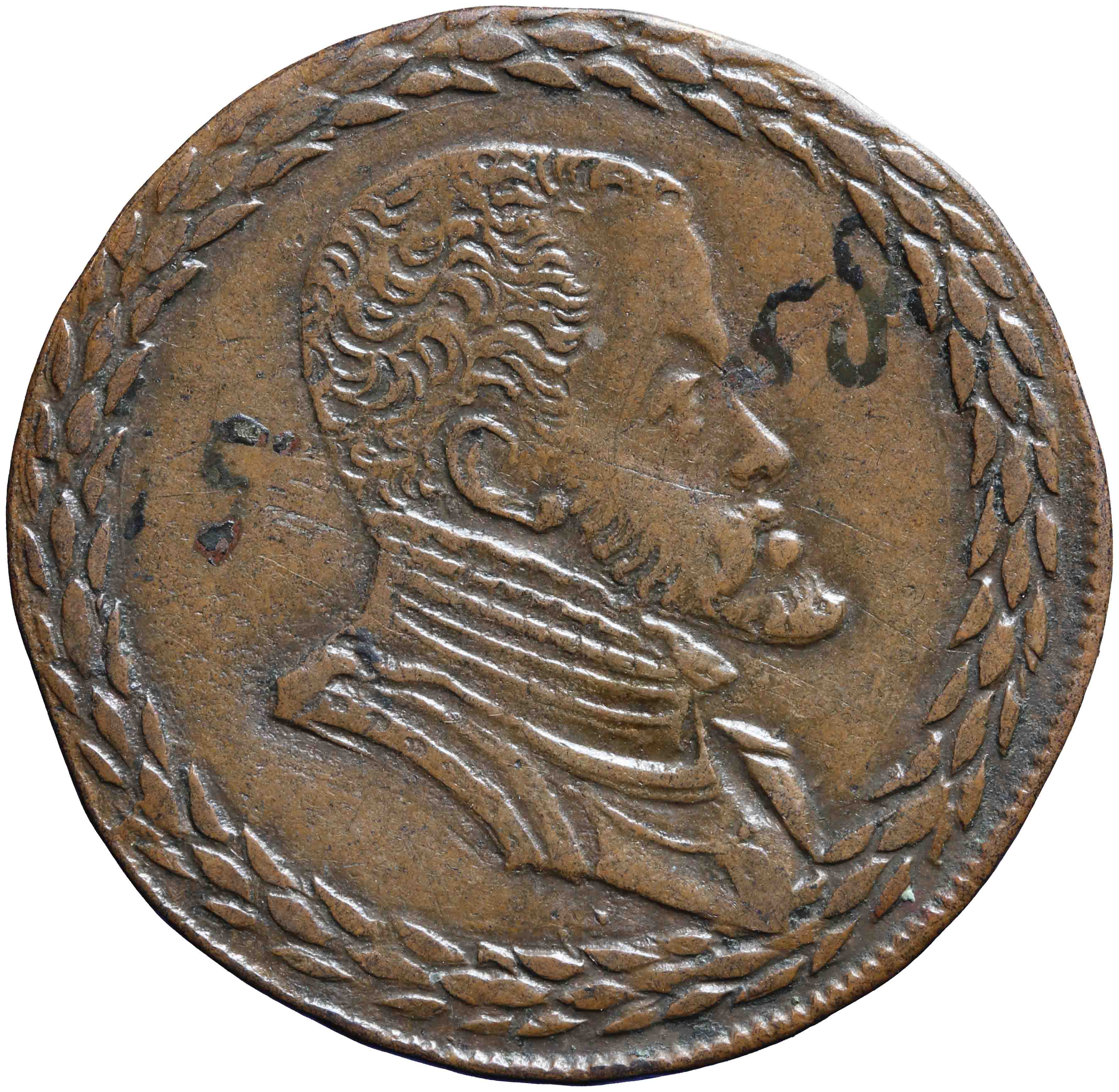 Afbeelding van de voorzijde. rekenpenning. Inventarisnummer:RP-01768