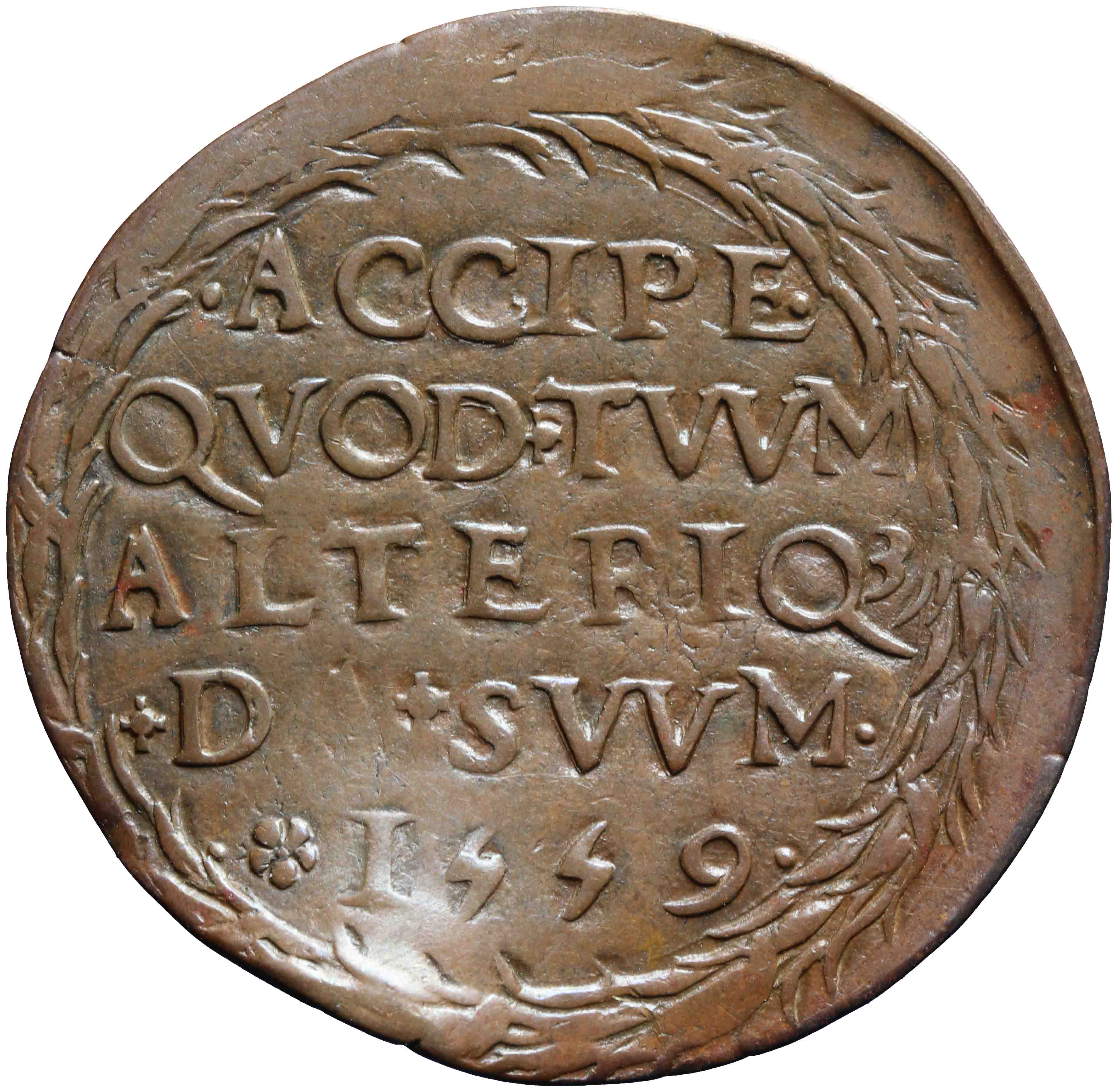 Afbeelding van de keerzijde. rekenpenning. Inventarisnummer:RP-01793