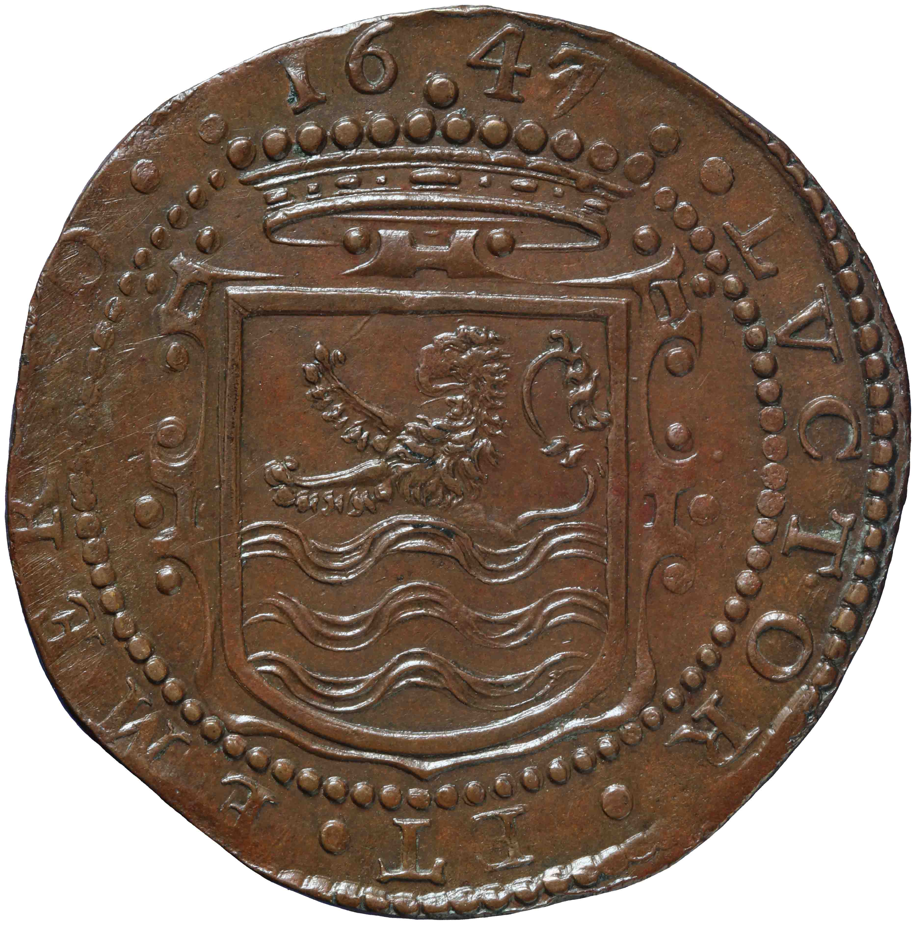 Afbeelding van de keerzijde. rekenpenning. Inventarisnummer:RP-04363