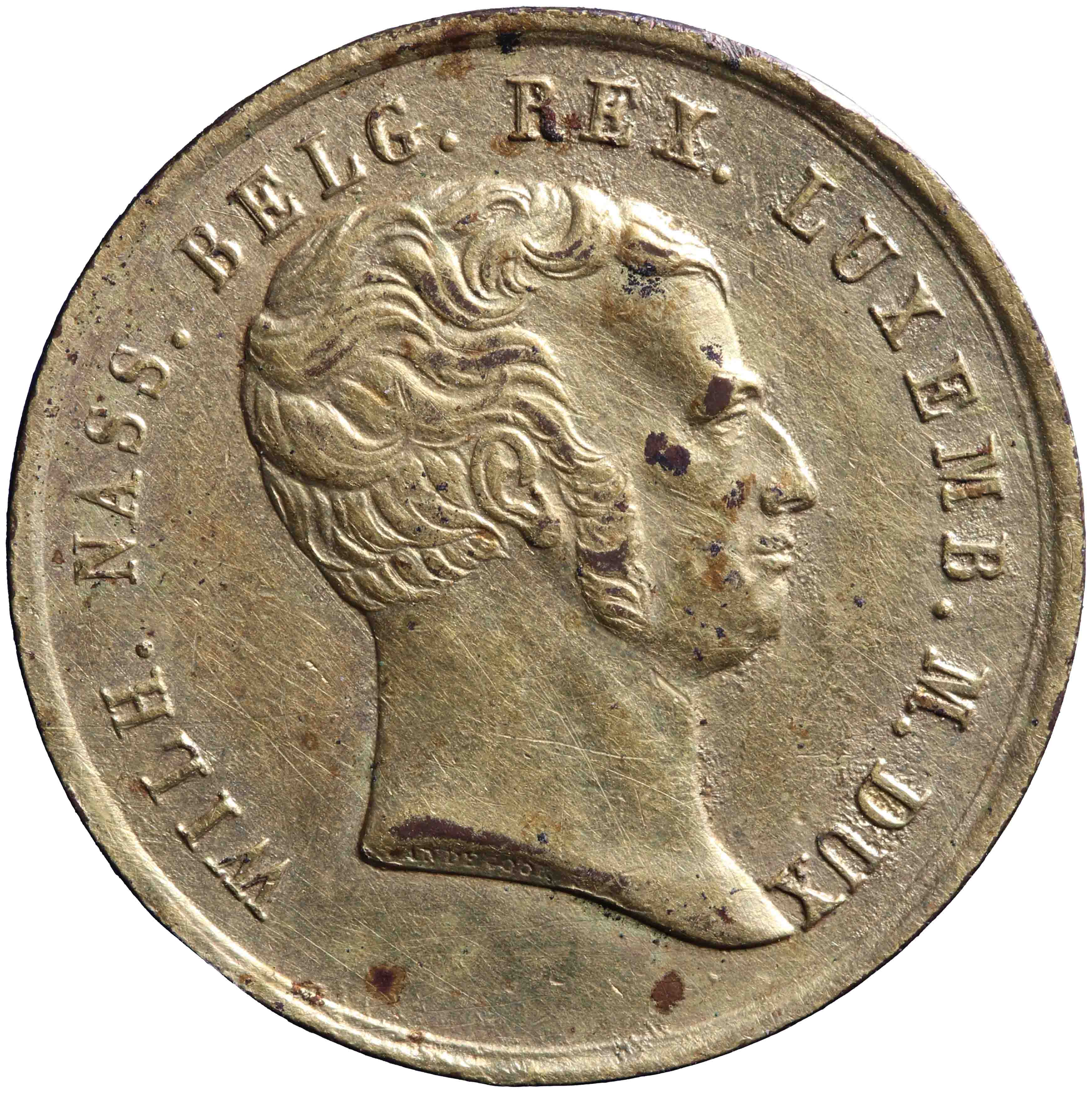 Afbeelding van de voorzijde. Inhuldiging van de souvereine vorst tot koning der Nederlanden (Willem I). Inventarisnummer:RP-05104