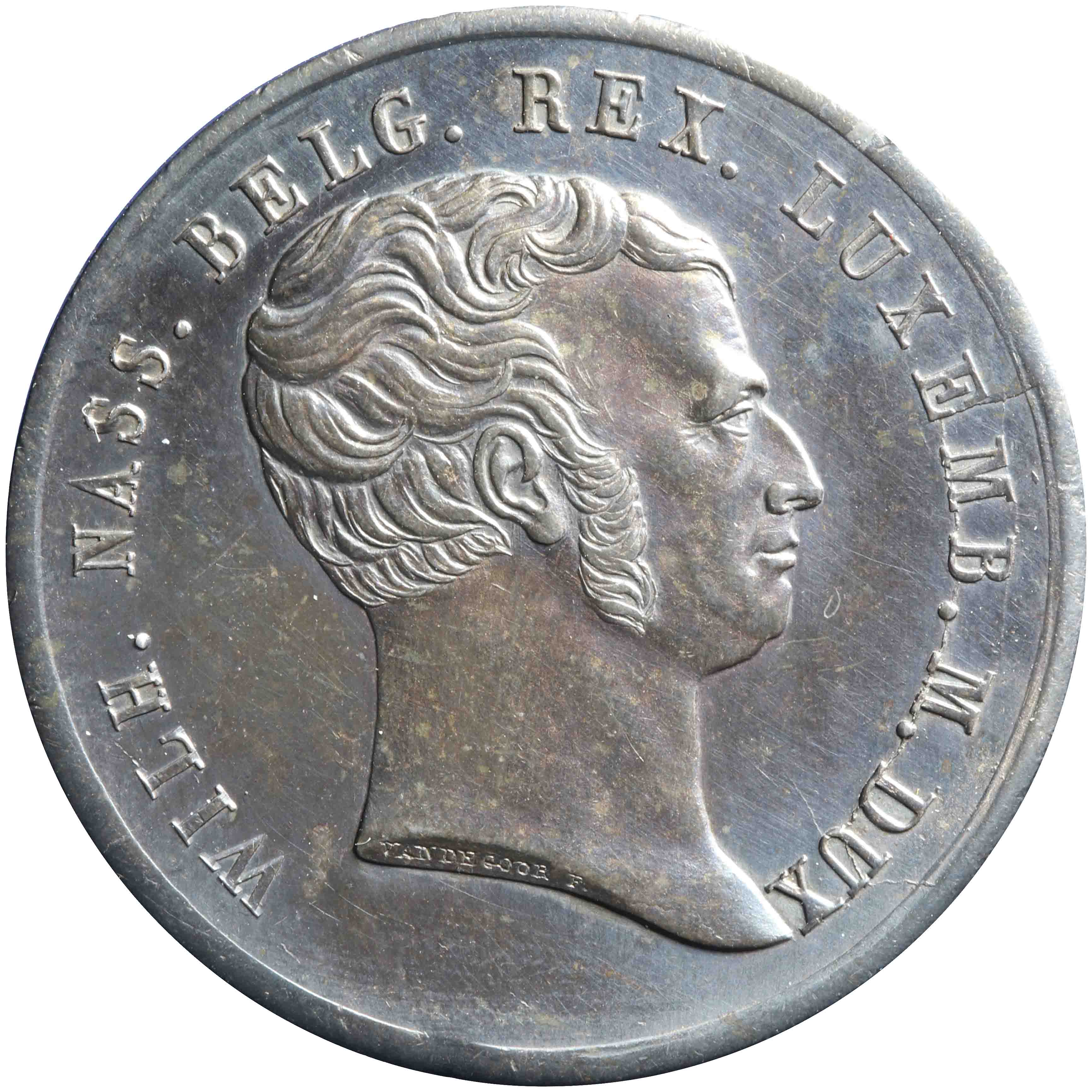 Afbeelding van de voorzijde. Inhuldiging van de souvereine vorst tot koning der Nederlanden (Willem I). Inventarisnummer:RP-05106