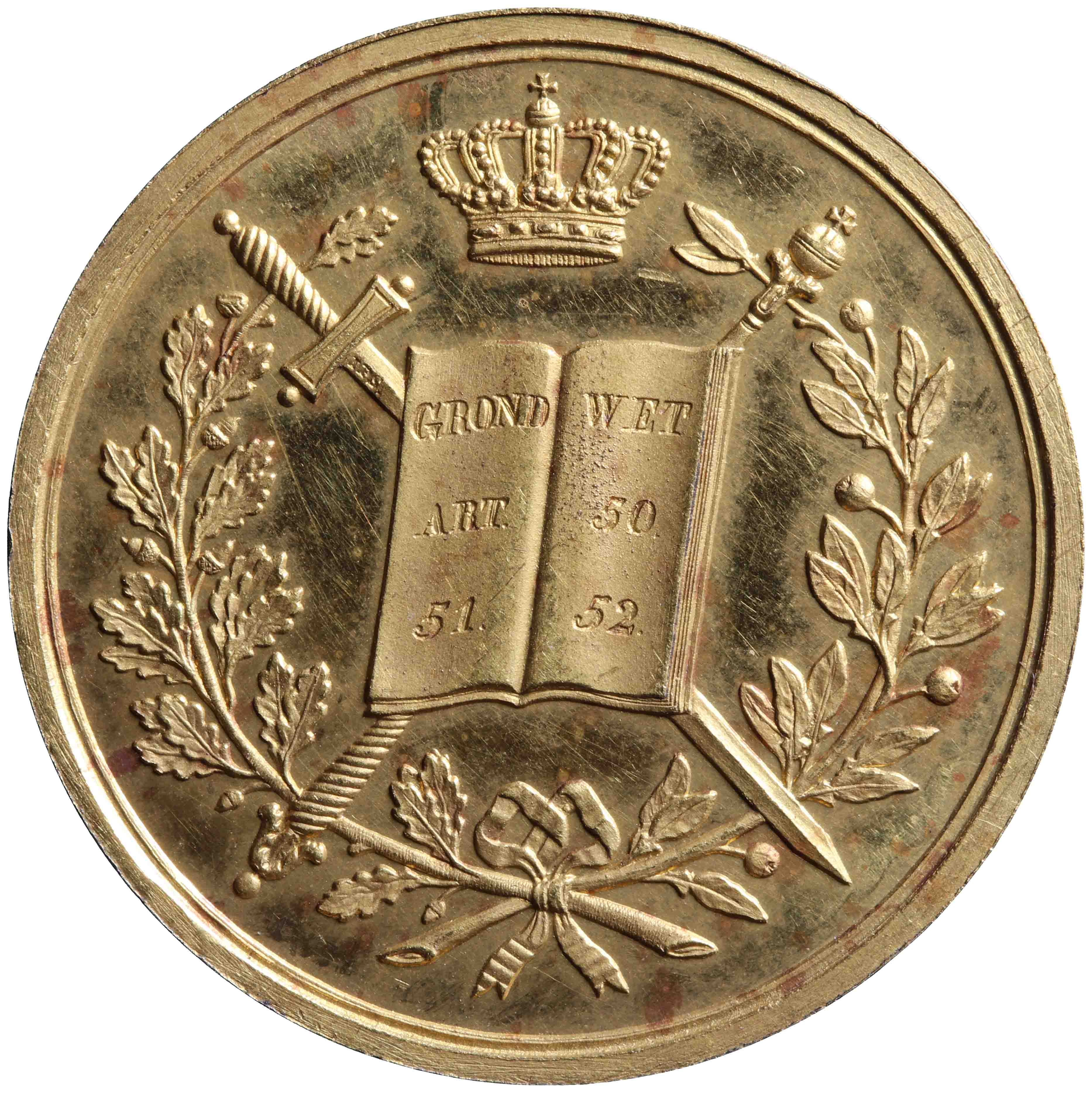 Afbeelding van de voorzijde. Inhuldiging van Willem III als Koning der Nederlanden. Inventarisnummer:RP-05129
