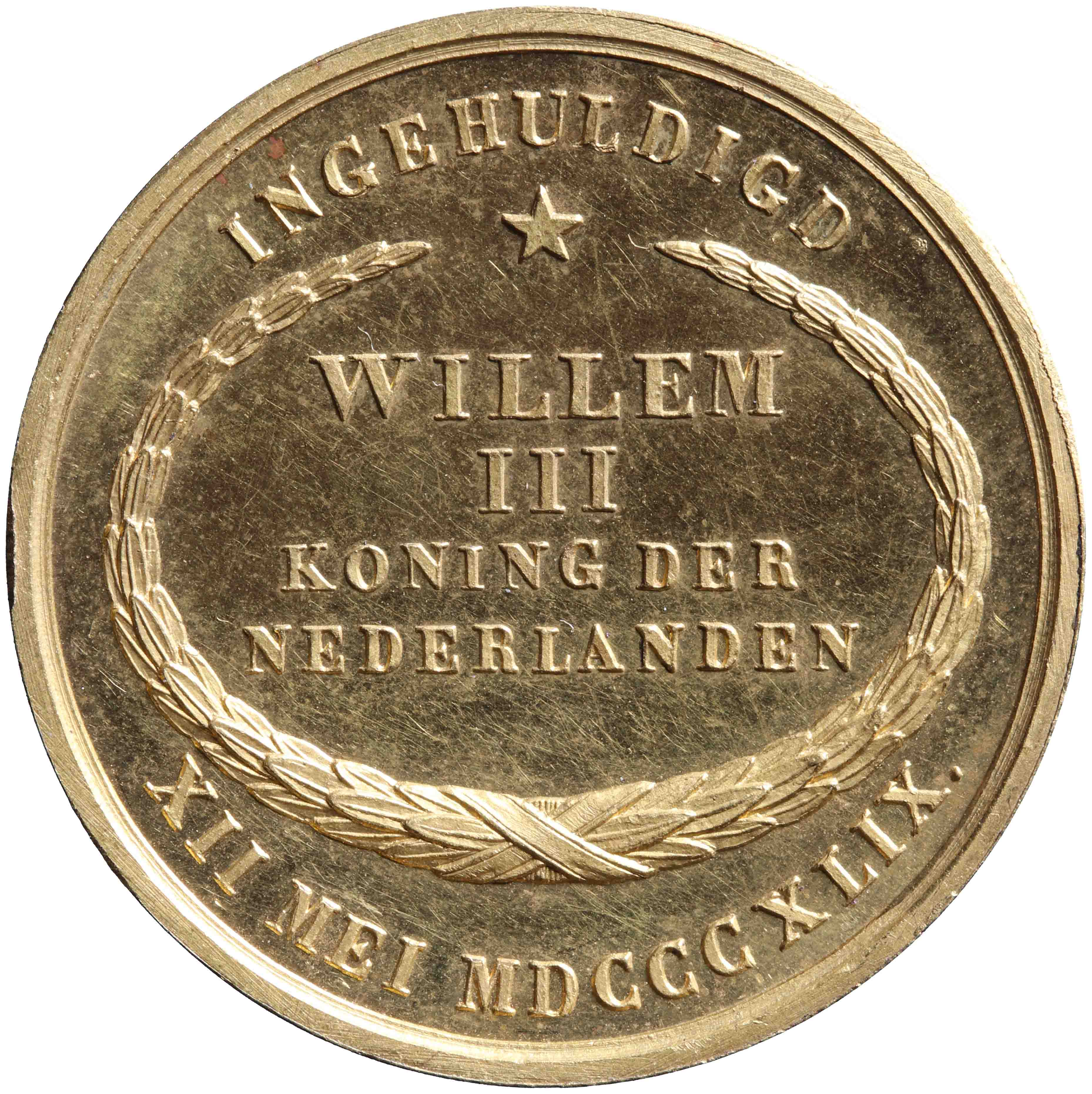 Afbeelding van de keerzijde. Inhuldiging van Willem III als Koning der Nederlanden. Inventarisnummer:RP-05129