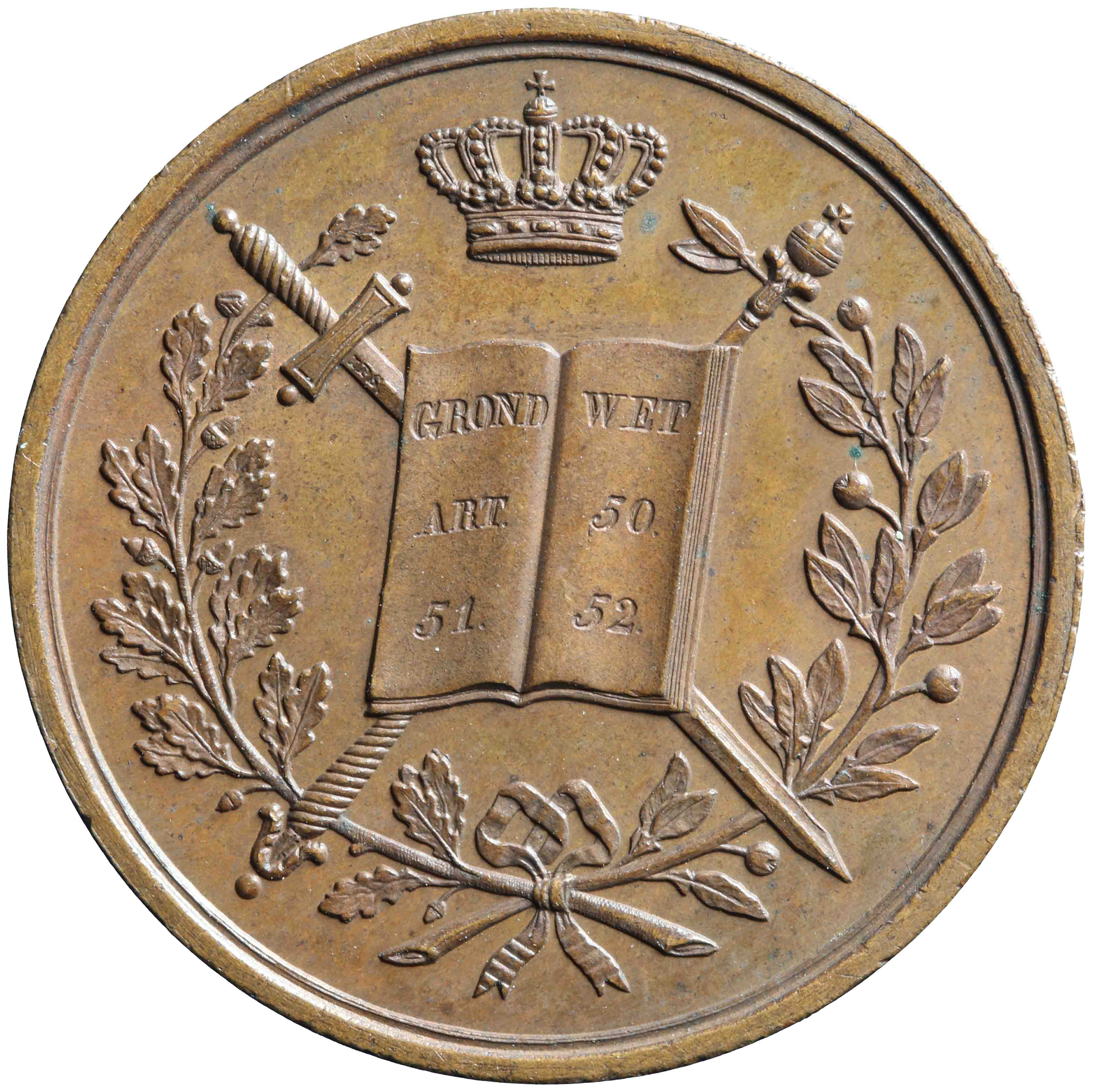 Afbeelding van de voorzijde. Inhuldiging van Willem III als Koning der Nederlanden. Inventarisnummer:RP-05131