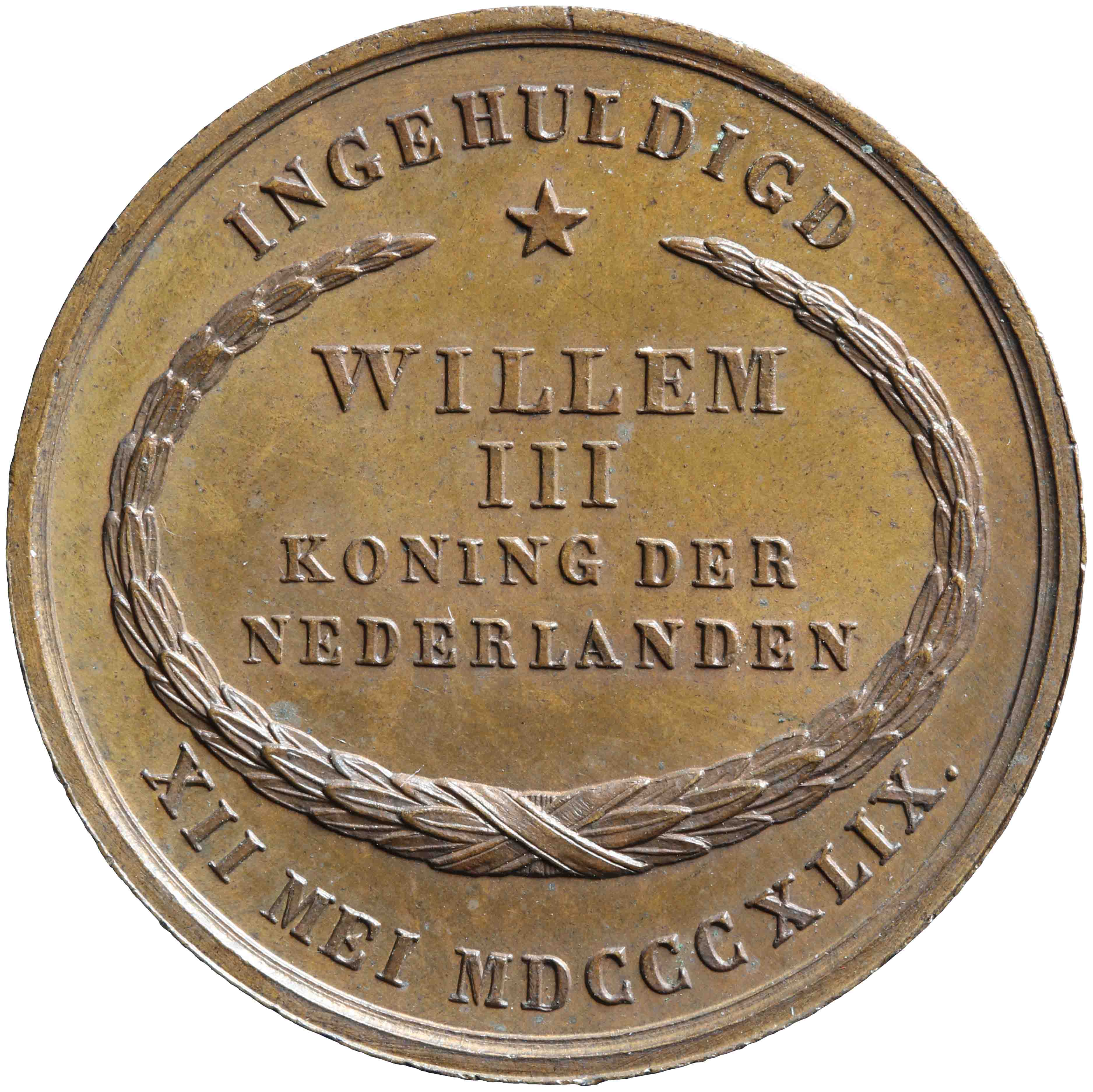 Afbeelding van de keerzijde. Inhuldiging van Willem III als Koning der Nederlanden. Inventarisnummer:RP-05131