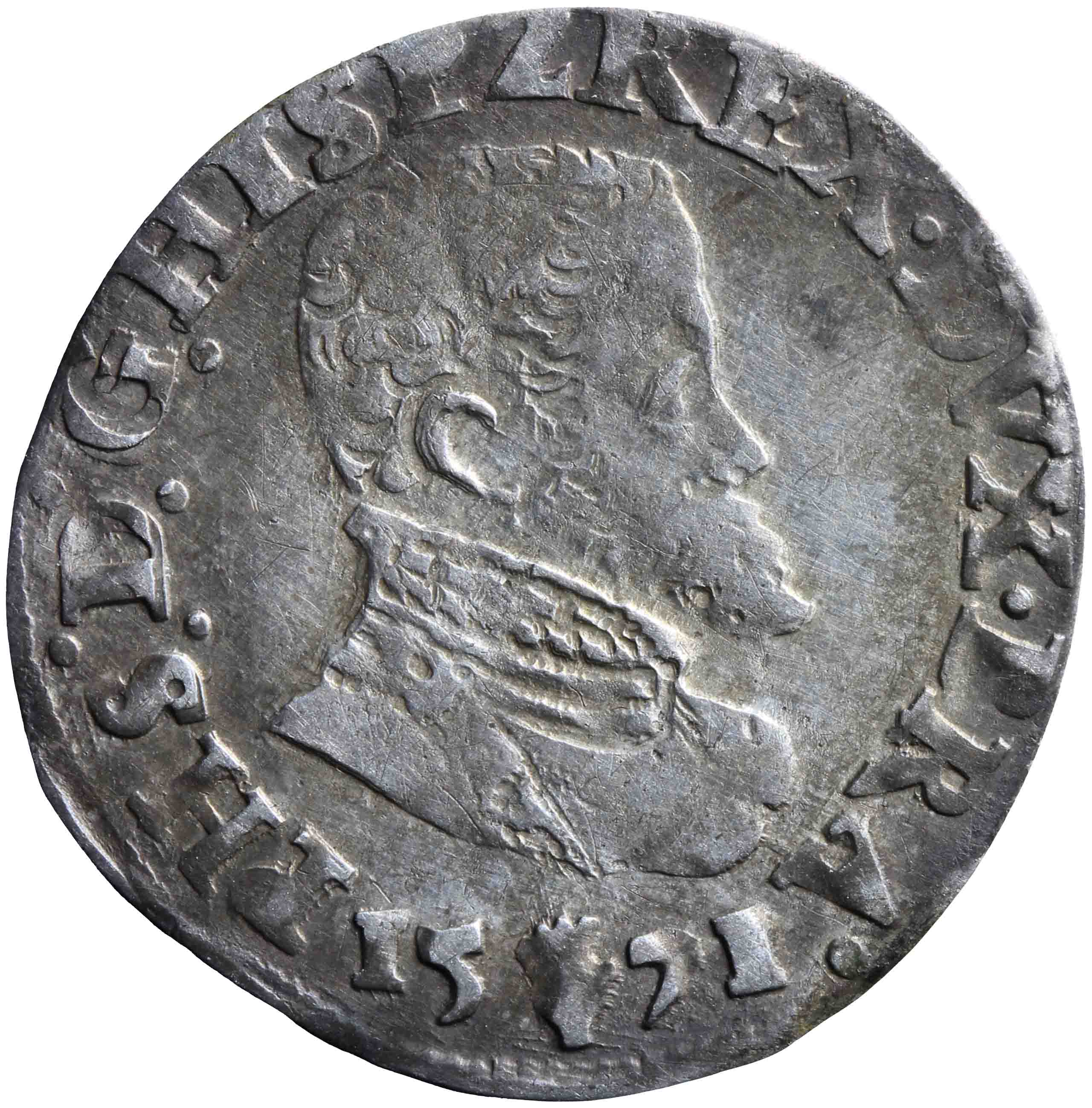 Afbeelding van de voorzijde. tiende philipsdaalder. Inventarisnummer:VO-00364
