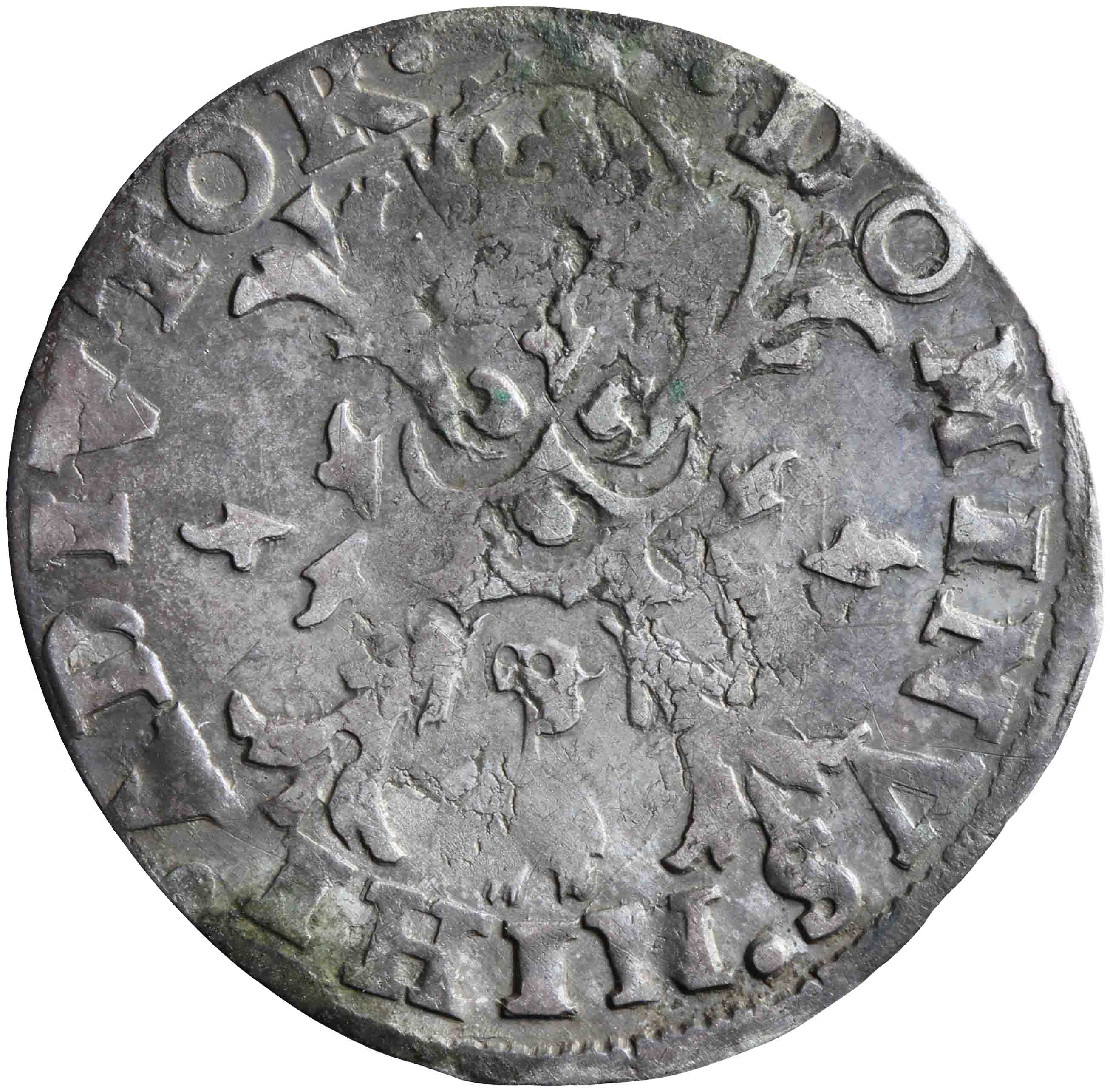 Afbeelding van de keerzijde. tiende philipsdaalder. Inventarisnummer:VO-00364