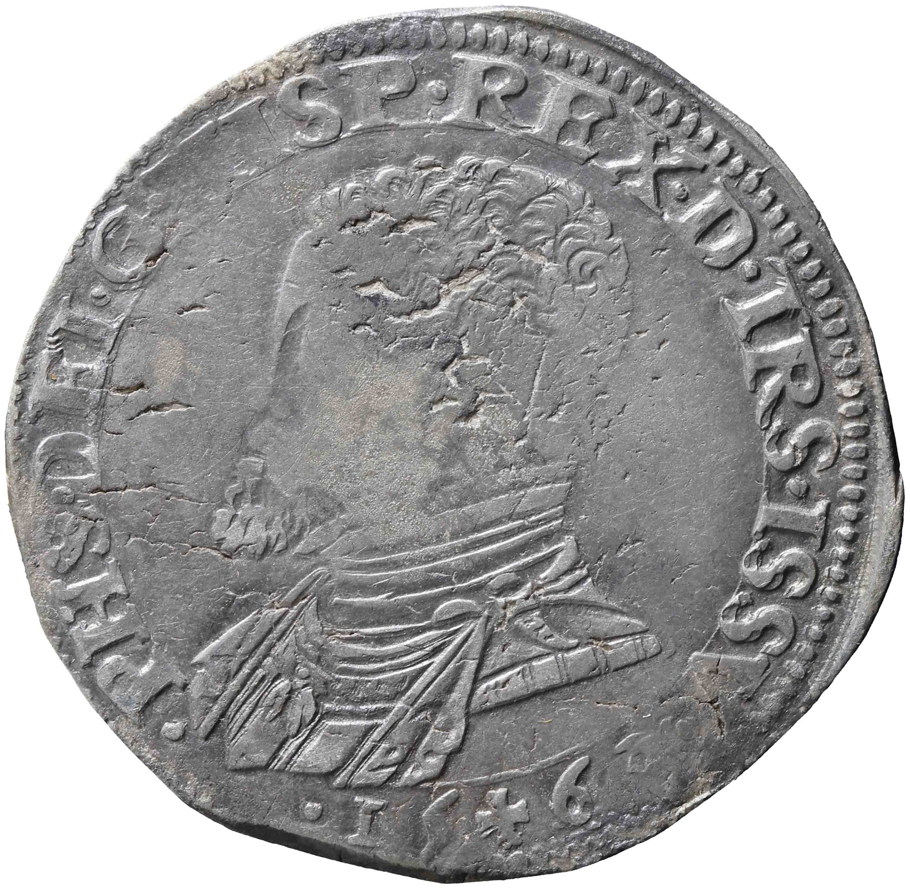 Afbeelding van de voorzijde. halve philipsdaalder. Inventarisnummer:VO-00369