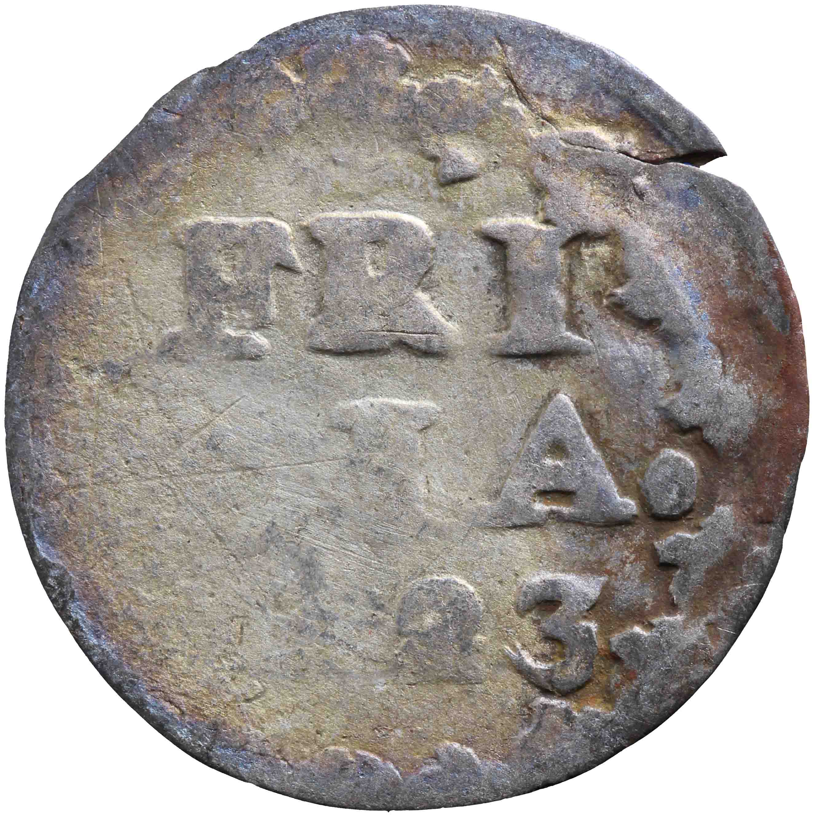 Afbeelding van de keerzijde. pijl of bezemstuiver. Inventarisnummer:VO-00372