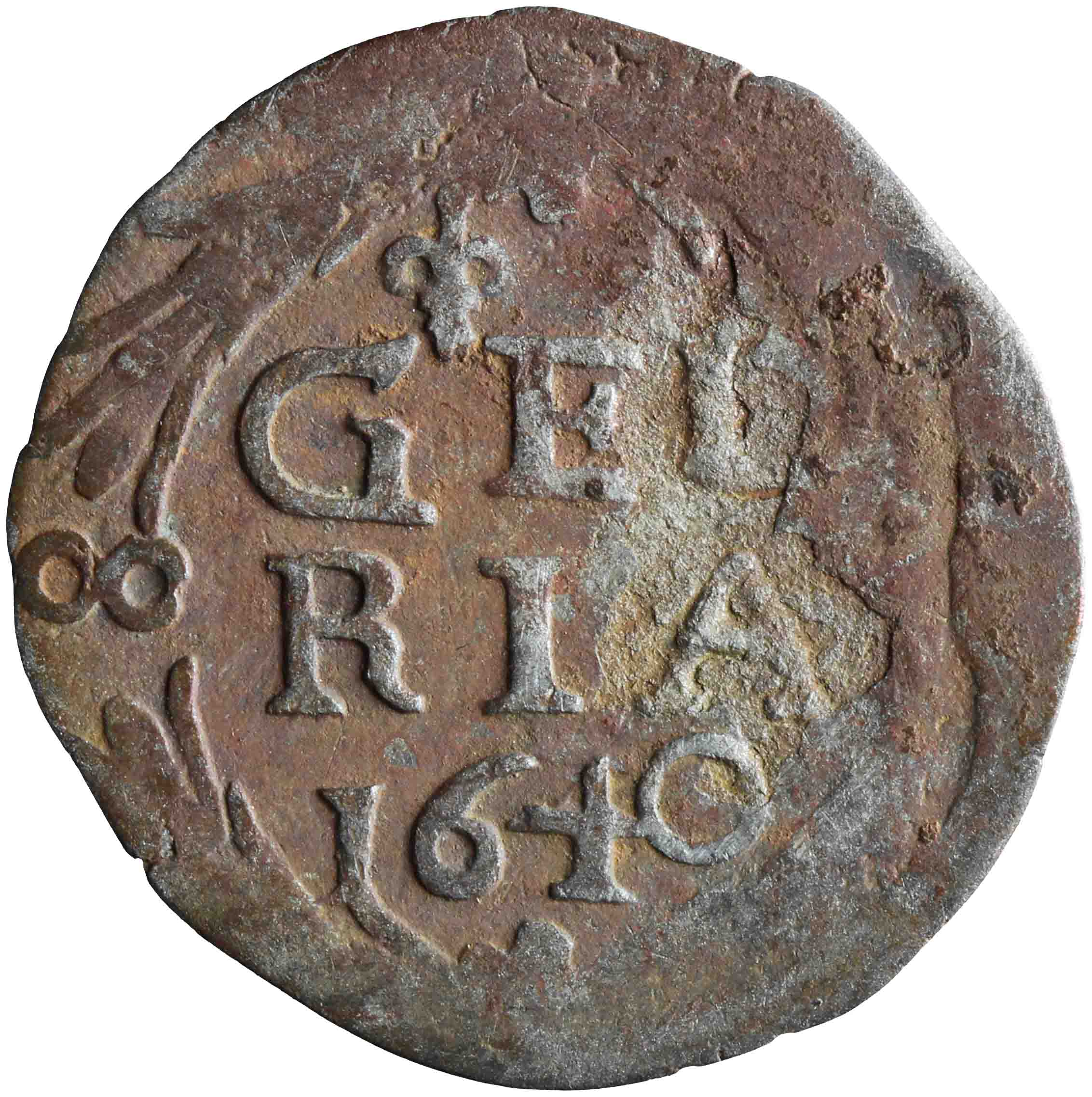 Afbeelding van de keerzijde. stuiver. Inventarisnummer:VO-00382