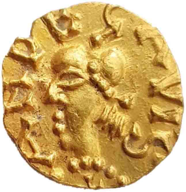Afbeelding van de voorzijde. tremissis. Inventarisnummer:1146874